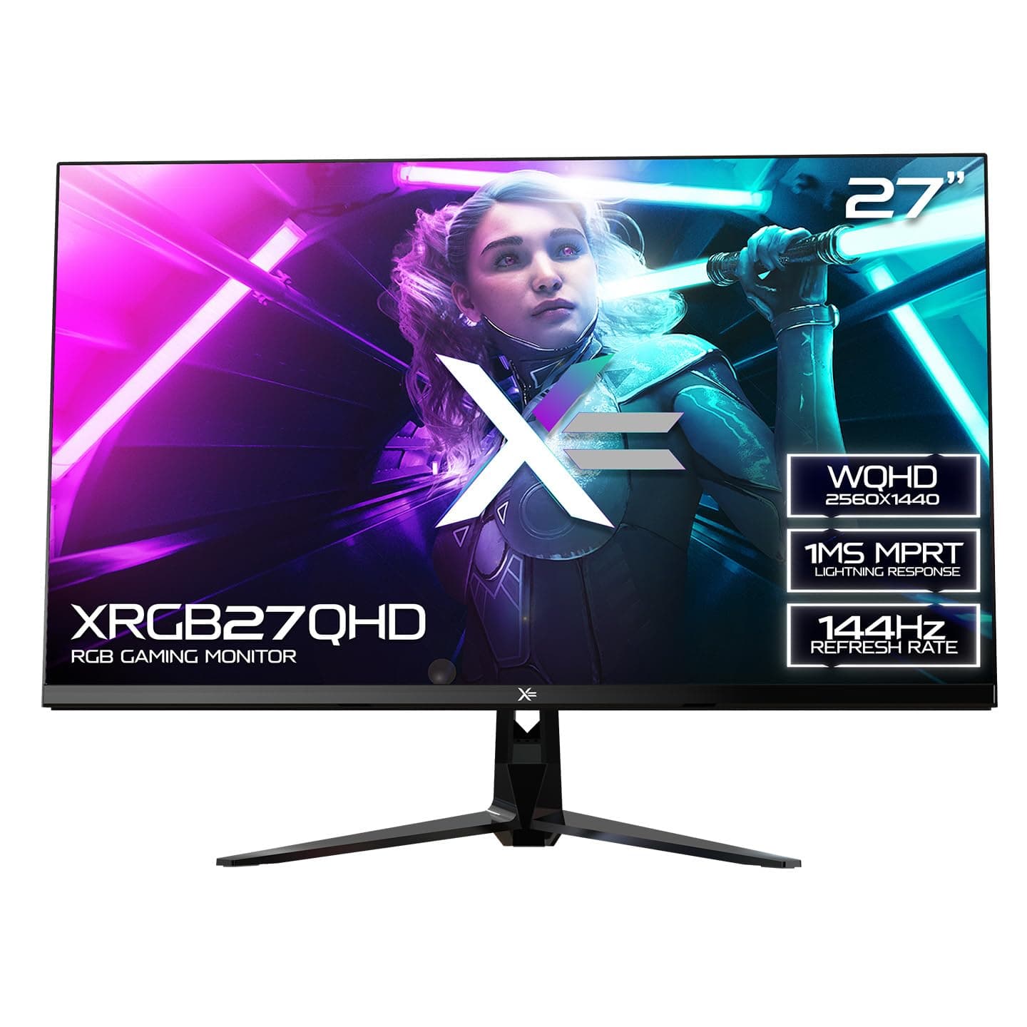 ADMI X= Gaming Monitor (144Hz / 1440p / 1ms, BLACK/FLAT, 27 Inch IPS)