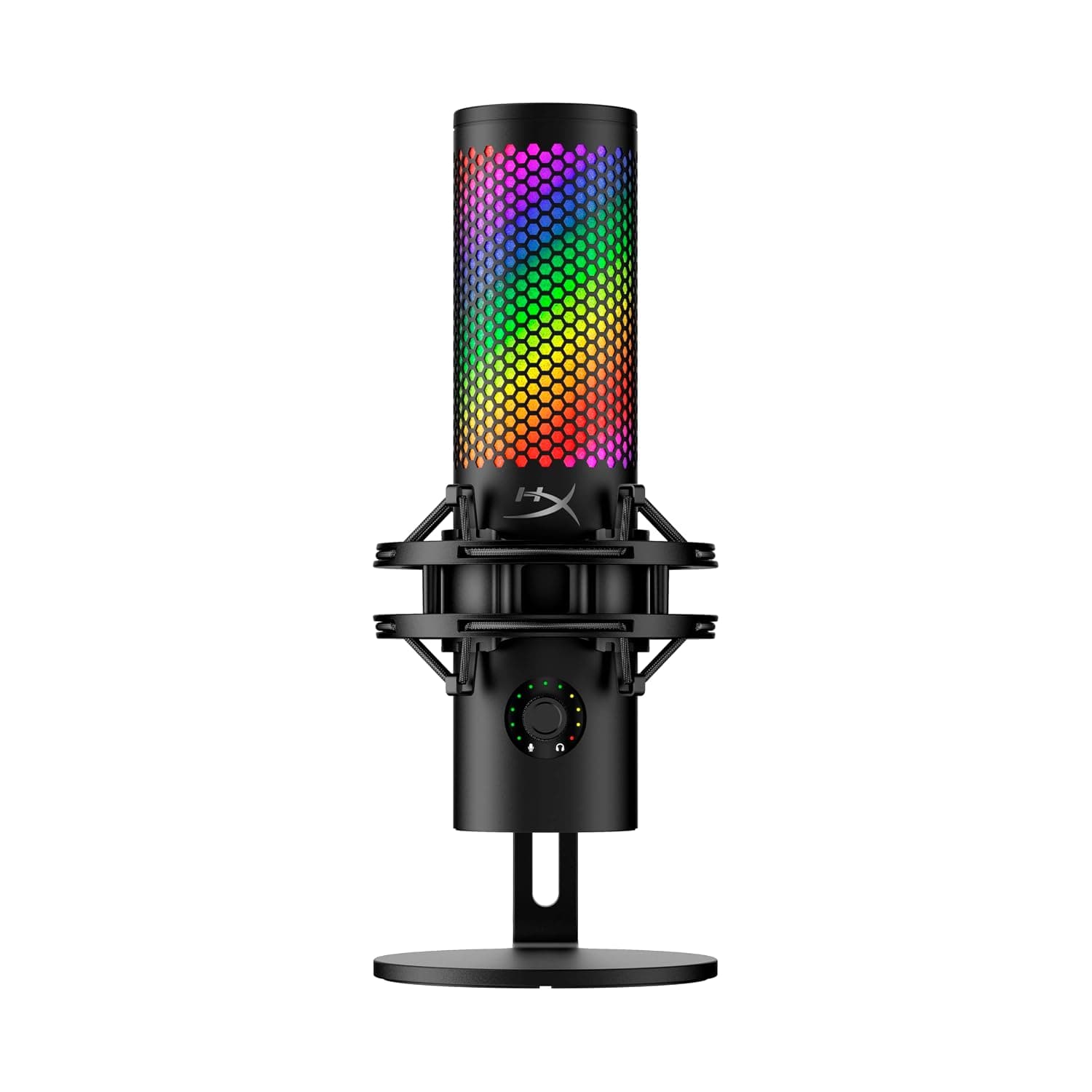 HyperX QuadCast 2 S – USB Microphone, with RGB Lighting, Streaming and Podcasting, with On-Board Controls, LED Lighting, Removable Shock Mount, PC, Mac, USB-C - Black