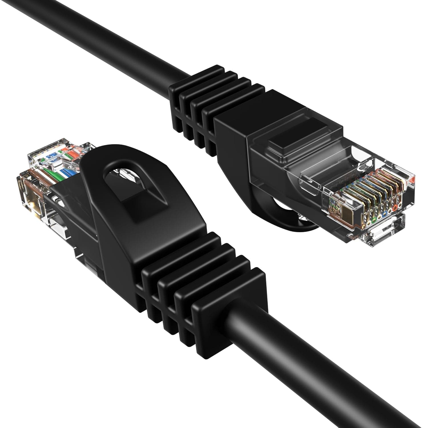 Cables Direct Online Cat5e 0.5M Network Ethernet Patch Cable, 350Mhz Internet Wire, Compatible with PC, Laptop, Modem, Router, TVs, Printer Cord, Consoles for Home and Office, Black
