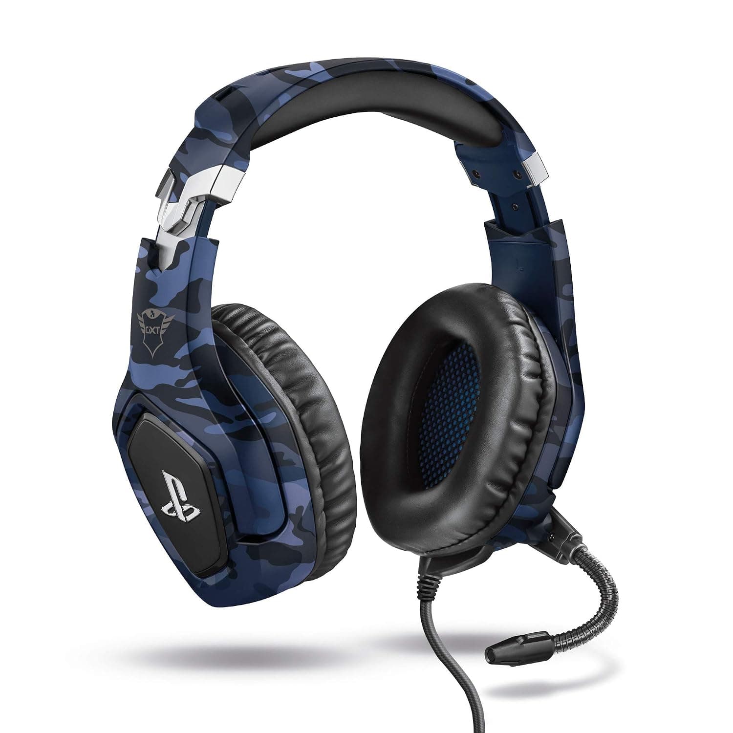 GXTrust Forze-B Gaming Headset [Officially Licensed for PlayStation], Blue | Over-Ear, for PS4 and PS5, Flexible Microphone, Inline Remote Control