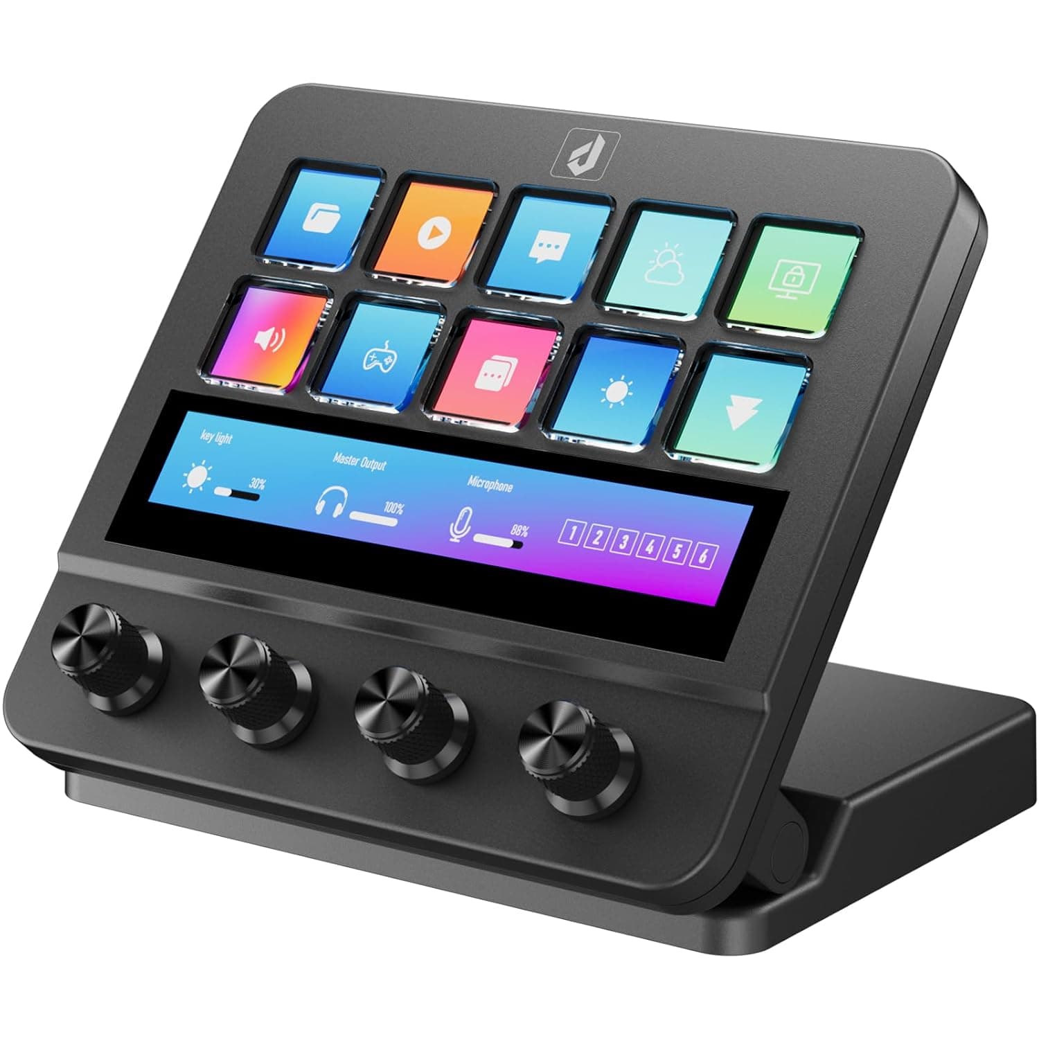 upHere Macro Keypad, Stream Control Deck Game Shortcut Keyboard with 10 Programmable Key,4 Knobs, Customizable Preset Visual Pad for OBS/Twitch/YouTube/Streamlabs, Desk Office Setup, Laptop, PC, Mac