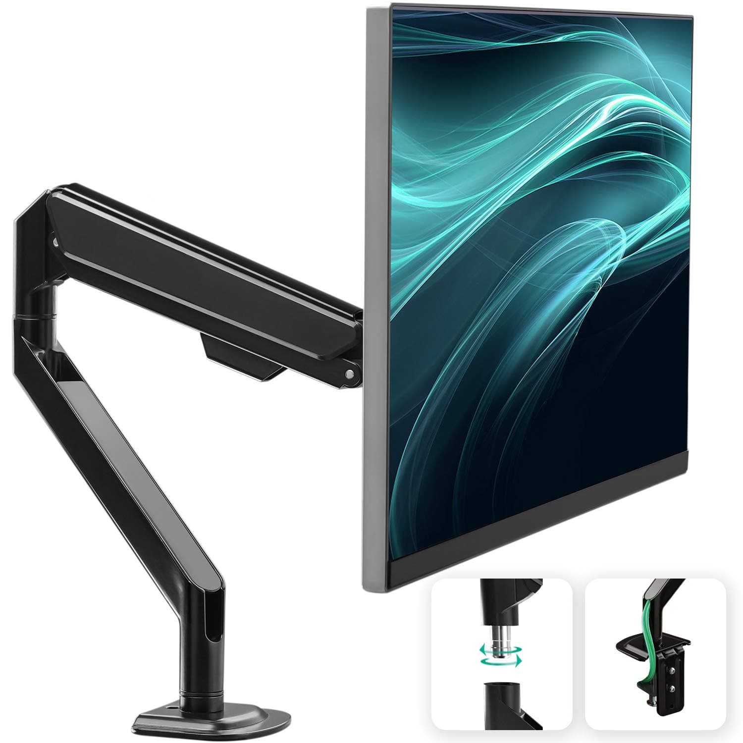 EleTab Single Arm Desk Mount - Articulating Gas Spring Monitor Bracket Stand for 13-32 inch TV LCD Computer PC Screen, Weight 2-9 kg | VESA Dimensions: 75x75-100x100mm