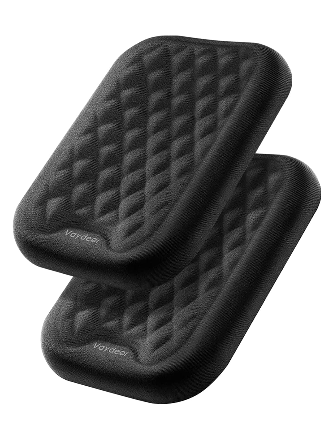 Vaydeer Desk Elbow and Wrist Rest Pad, Black | Lycra Support, Lycra Surface, Massage Texture, 2 Pack, For Keyboard, Mouse and Desk Use