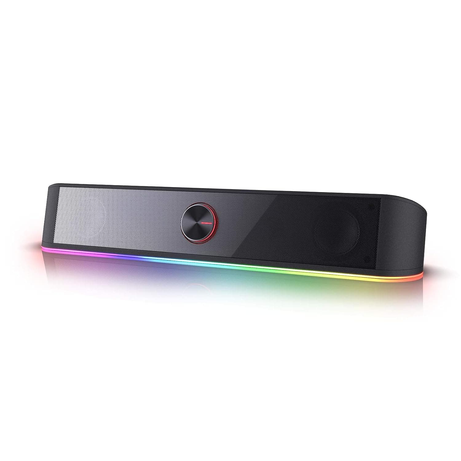 Redragon GS560 Adiemus RGB Desktop Soundbar, 2.0 Channel Computer Speaker with Dynamic Lighting Bar Audio-Light Sync/Display, Touch-Control Backlit with Volume Knob, USB Powered w/ 3.5mm Cable | Soundbar PC RGB 2.0 channel bar lighting dynamic sync audio light touch control