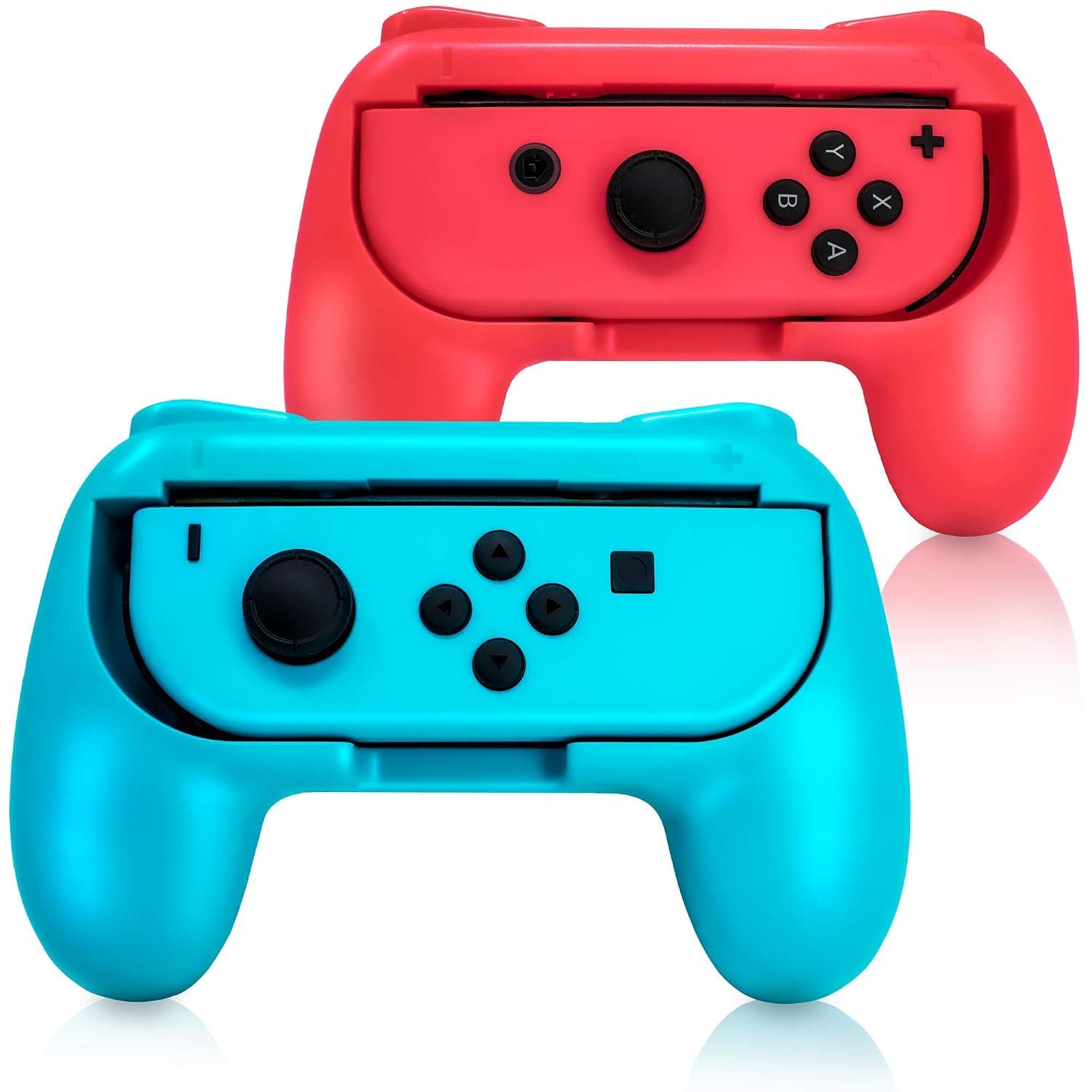 ADZ 2 x Red & Blue Controller Grip Handle Accessories compatible with Nintendo Switch Joy-Con Controller