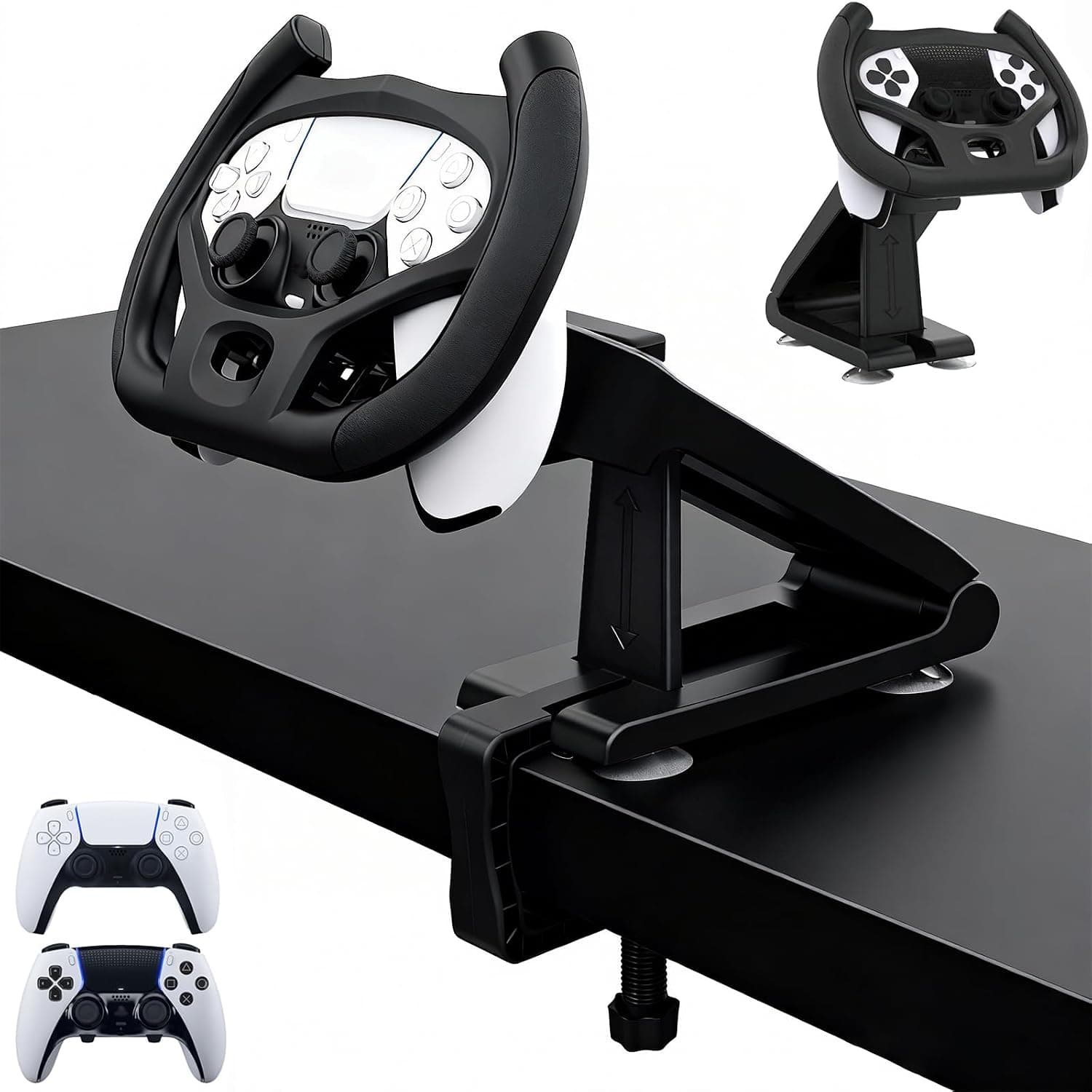 PS5 Gaming Racing Wheel, Meagadream Steering Wheel with4 Table Suction Cup for Sony PlayStation 5 Dualsense Controller (Controller Not Included)