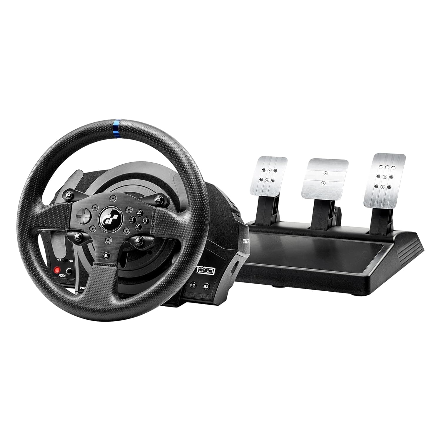 Thrustmaster T300 RS GT – Wired Racing Wheel with Force Feedback – Sim Racing Bundle with 3-Pedal Set and Cables – Compatible with Consoles PS5, PS4 and PC | Dual-belt force feedback wheel with 25W brushless motor, 1080° rotation, magnetic precision, and metal 3-pedal set