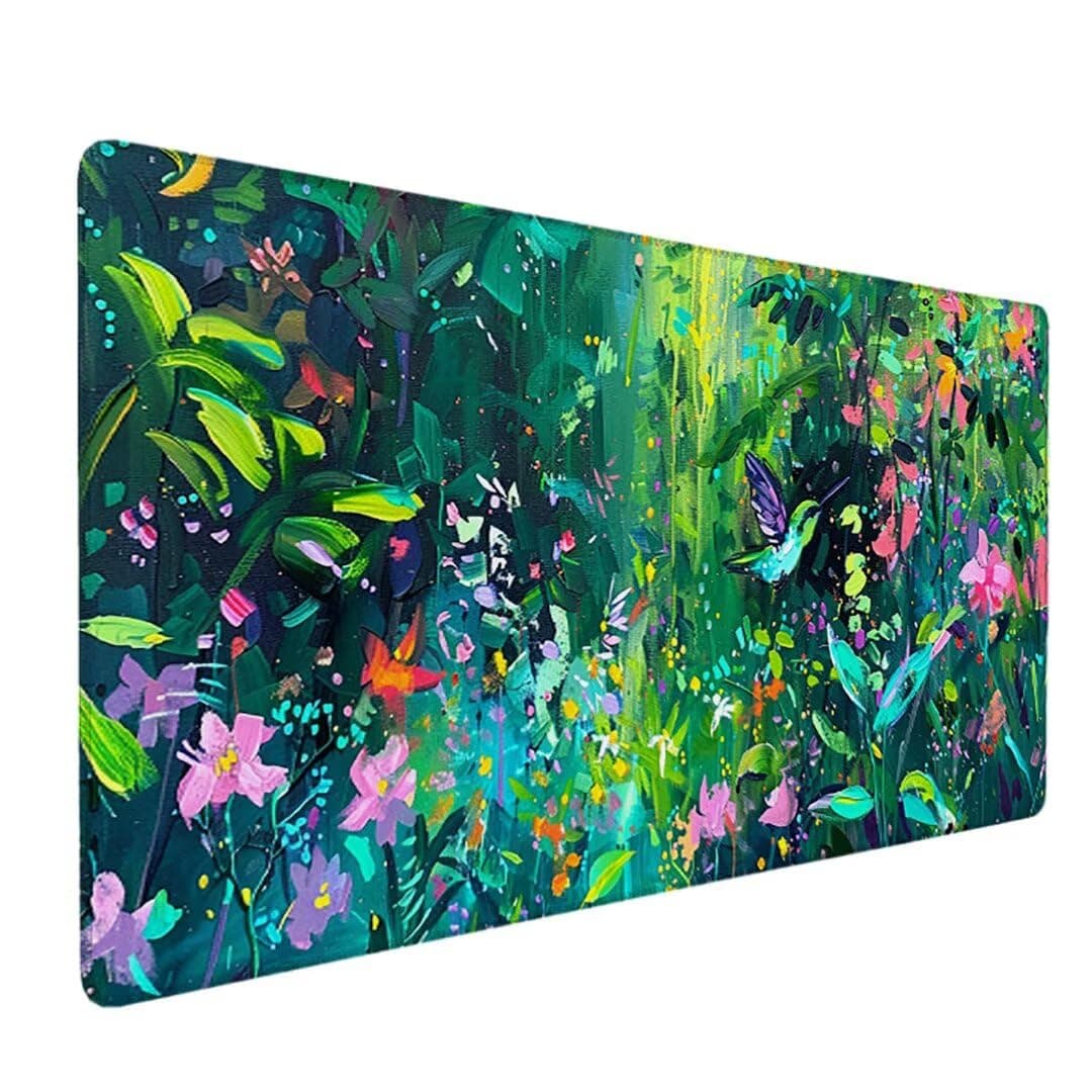 Gaming Mouse Pad Large Size (1000 x 500mm) Desk Mat, Washable Large Mouse Mat, Mousepad with Anti-Slip Rubber Base, Extended Mouse Pad for Office & Home Mouse Mat, XXL Mouse Pad (Green, Leaves) 0-S