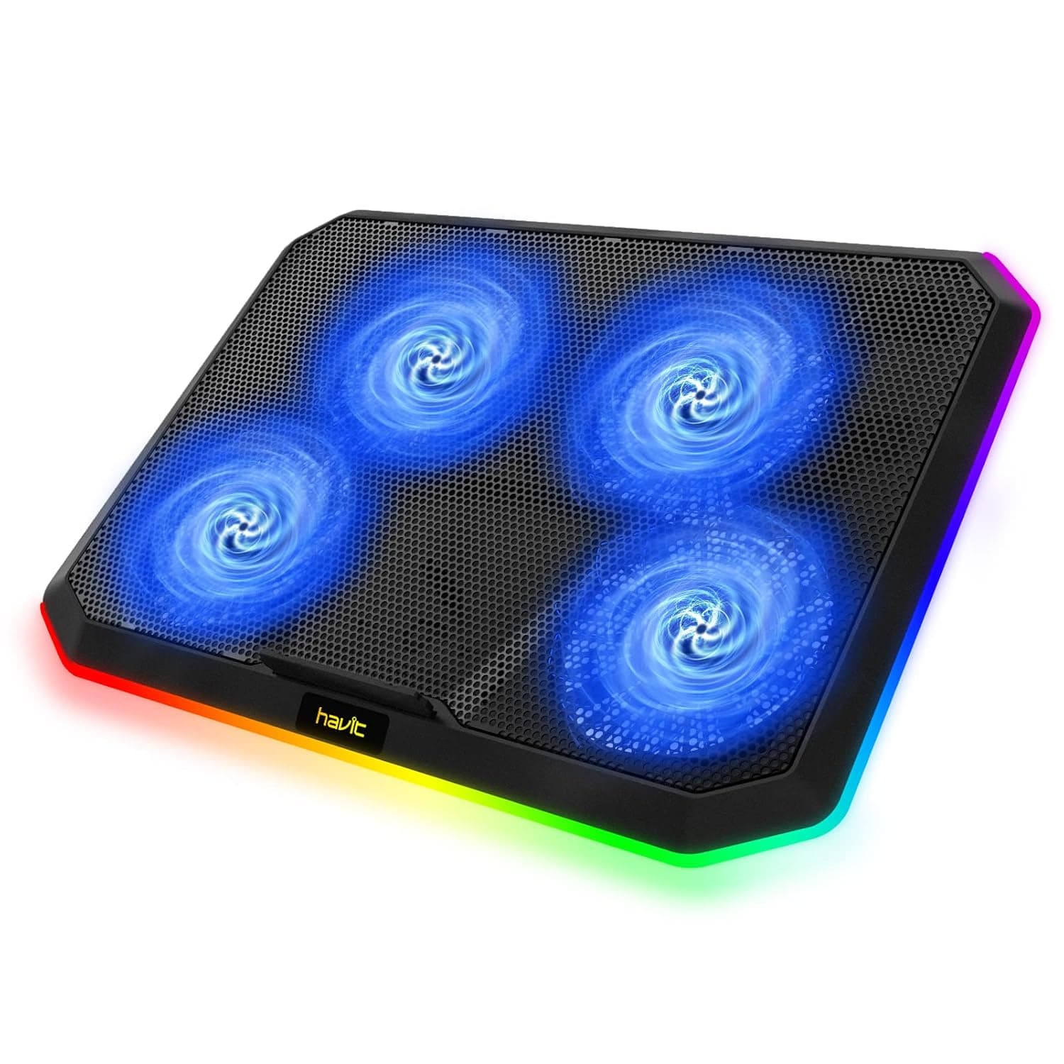 havit RGB Laptop Cooling Pad for 12-17 Inch Laptop with 4 Cooling Fans, Ergonomic Comfort Notebook Cooler, Light-weight Gaming Laptop Cooler Stand Accessories,HV-F2076