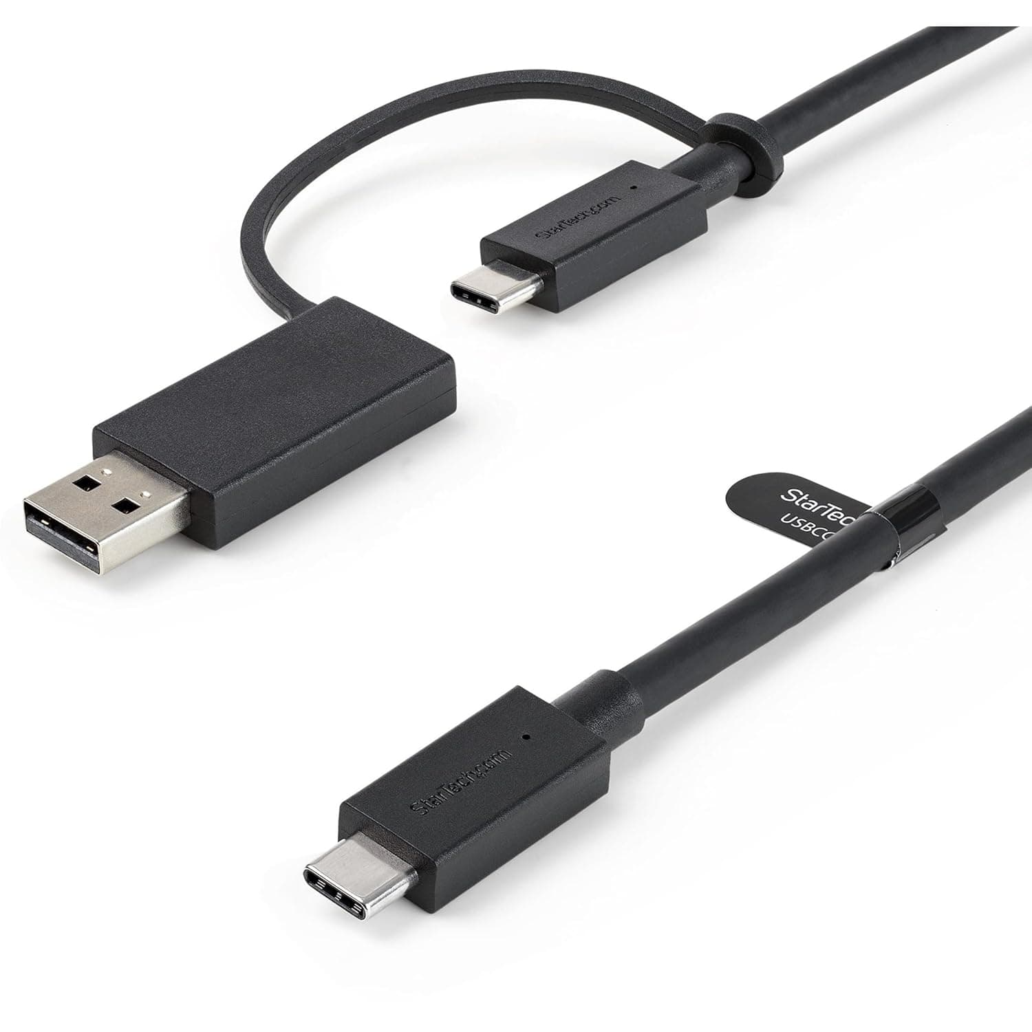 3ft Hybrid USB-C Cable w/USB-A Adapter, Black | 8K 60Hz/4K 144Hz DP Alt Mode, 5Gbps Adapter, Hybrid 2-in-1, Al-Mylar Shield, USB 10Gbps