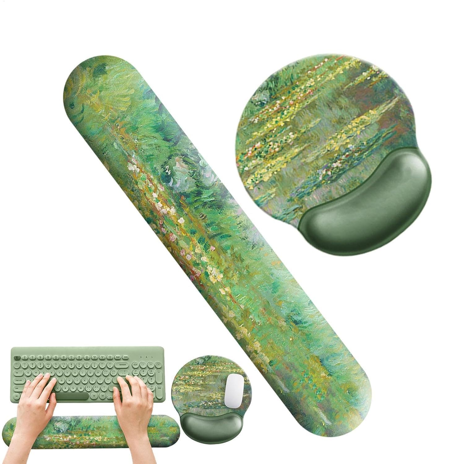 Keyboard Arm Rest Ergonomic Foam Support Non-Slip Base, Water Lily, | Support Mouse Pad, Arm Support for Computer, Laptop, Keyboard, Mice, Workplace, Home, Game, Work, Easy Typing, Stress Relief
