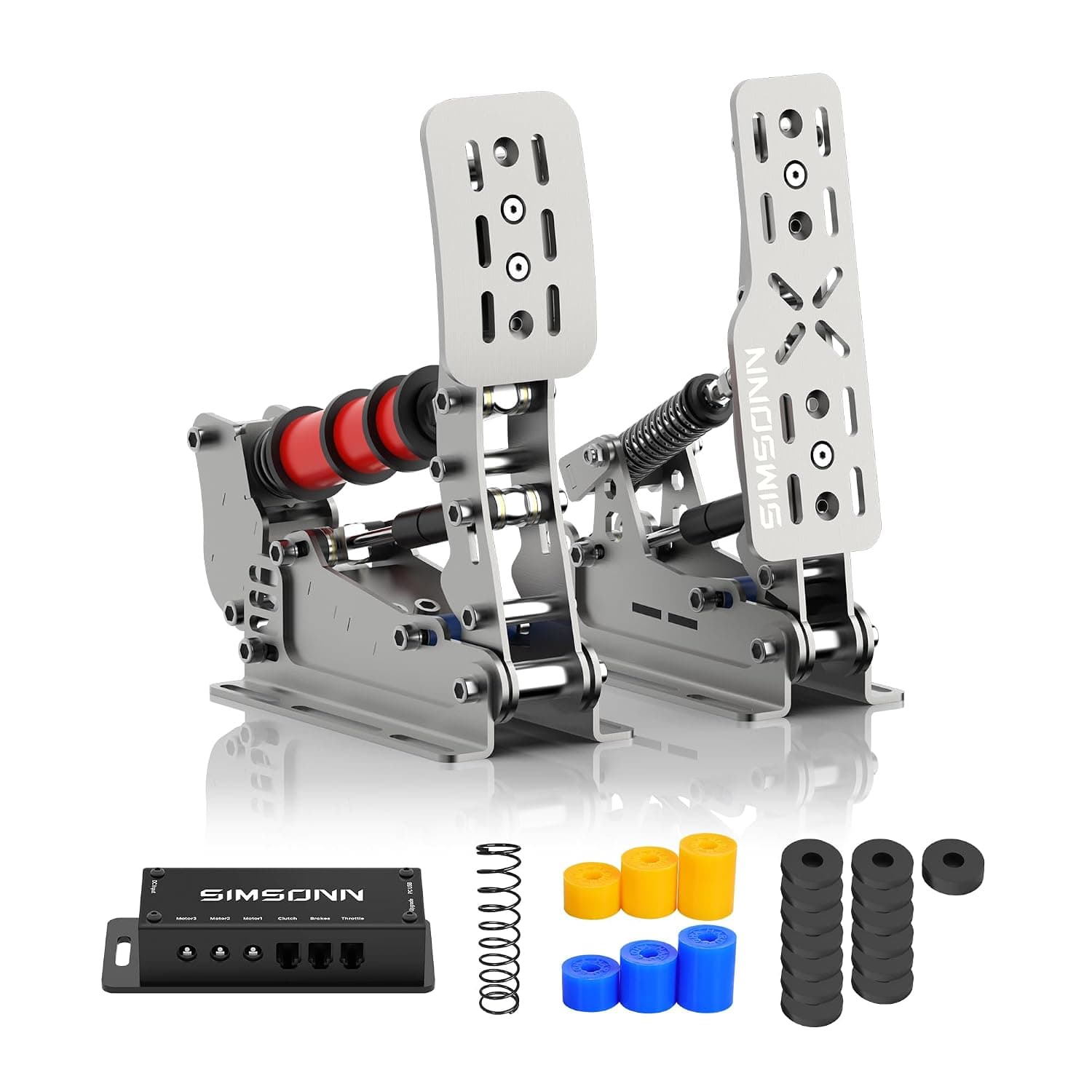 SIMSONN Plus X Sim Racing Pedals PC Racing Simulator Pressure Sensor Load Cell HE Hydraulic Pedal Support Haptic Reactor (Plus X-P2-H2)