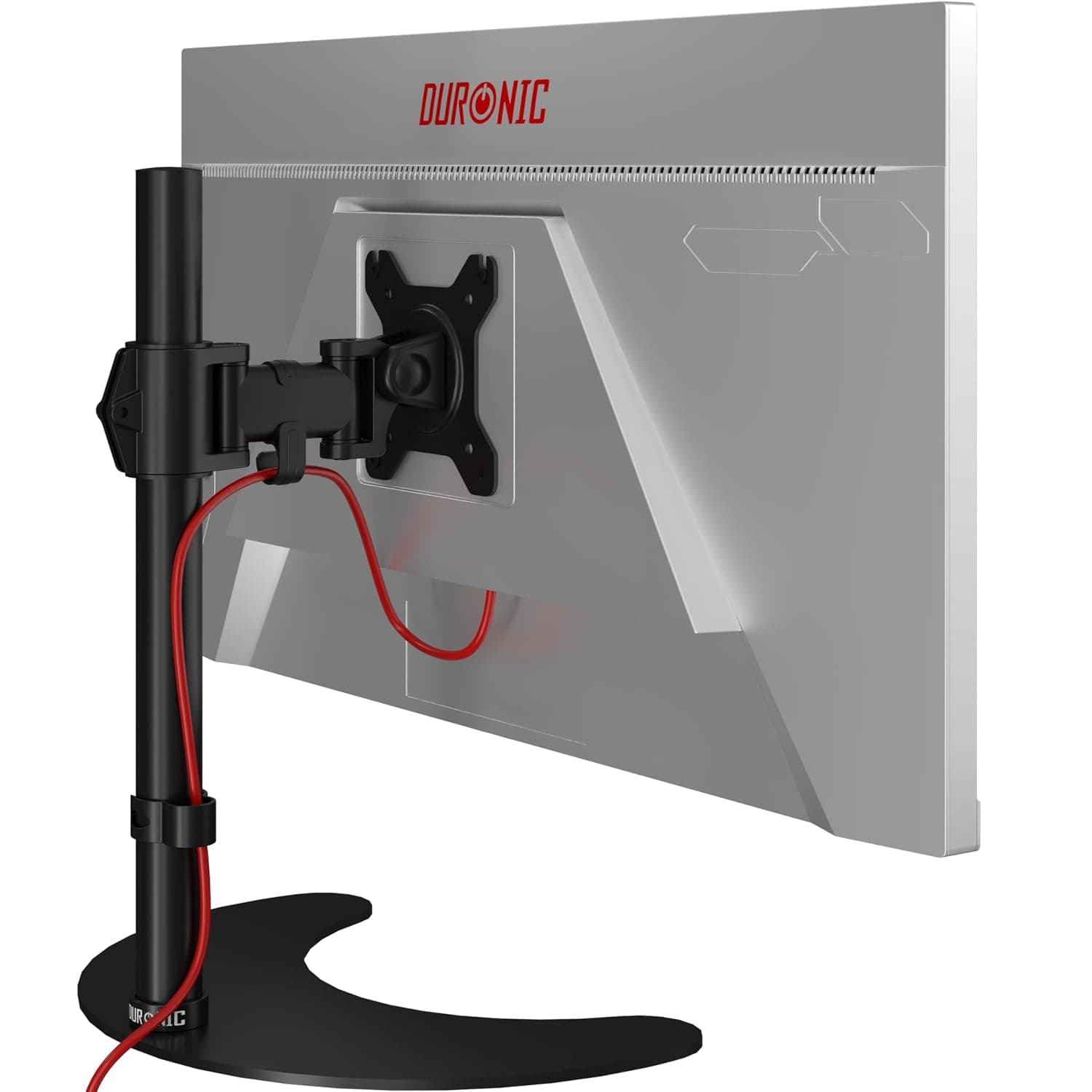 Duronic Single Monitor Stand DM25D1 Monitor Arm Desk Mount for 13-27” Screens Adjustable Desk Riser with VESA 75 100 Freestanding Monitors Mount for Home Office Work | Tilt and height adjustable, VESA 75/100, ergonomic, stable base, black