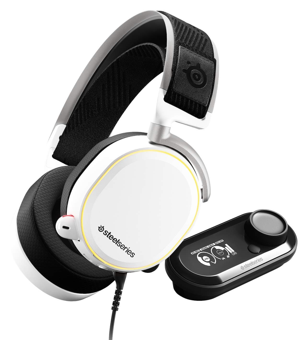 SteelSeries Arctis Pro + GameDAC Wired Gaming Headset - Certified Hi-Res Audio - Dedicated DAC and Amp - for PS5/PS4 and PC - White : Steelseries
