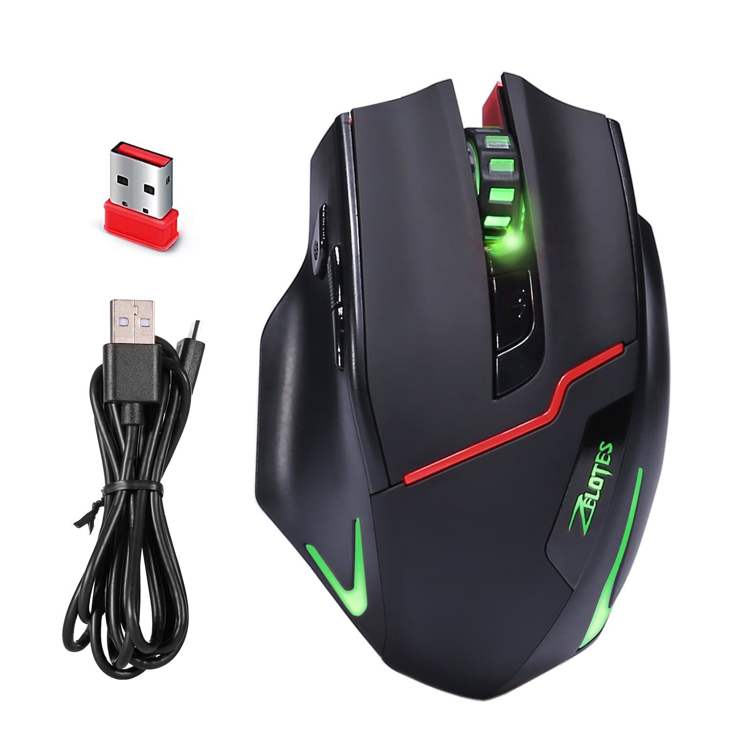 Kingtop Gaming Mouse, Dual Mode Wired and Wireless, 2.4G Wireless, Rechargeable Ergonomic Mouse 3200 DPI