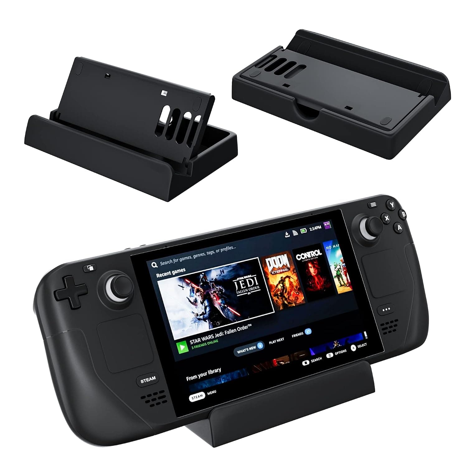 FANPL for Steam Deck Dock, Adjustable Stand for Steam Deck Accessories - Cooling Holes & Non-Slip Mat