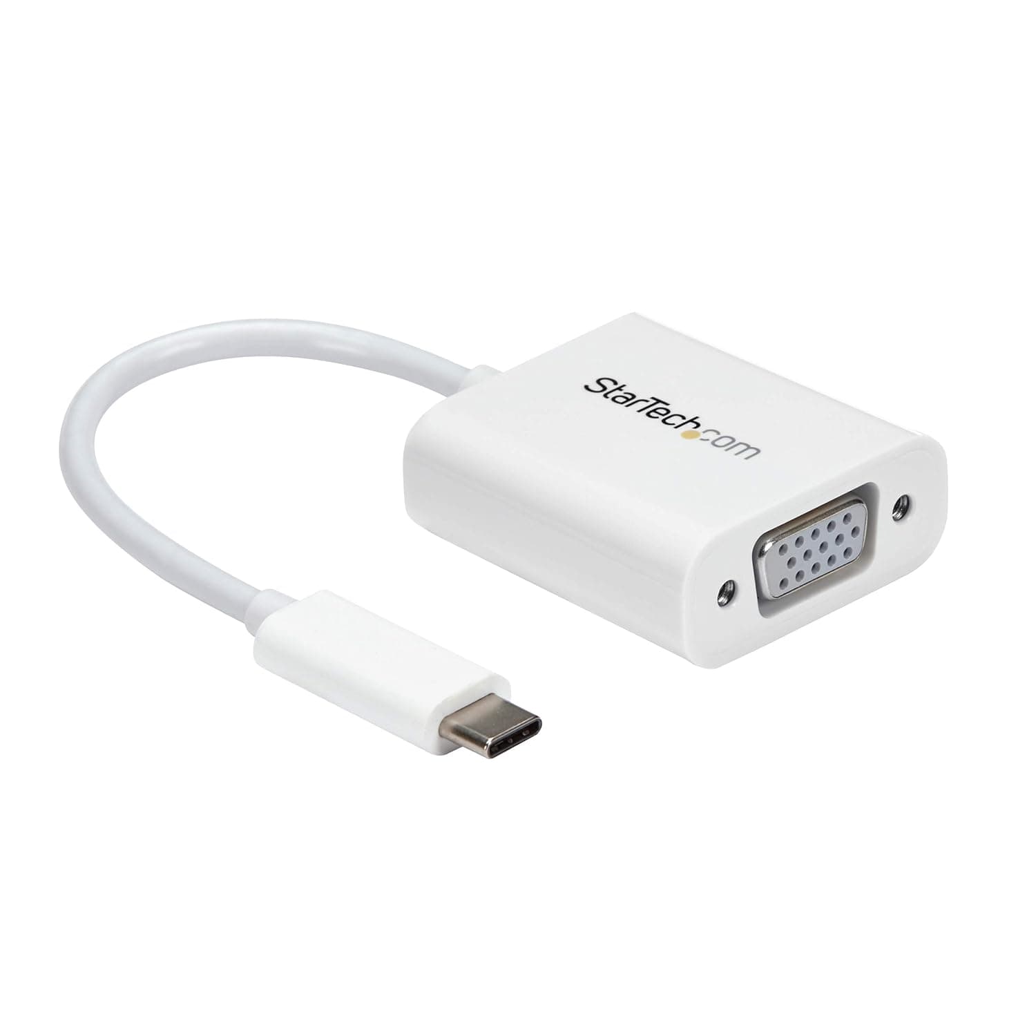 StarTech USB-C to VGA Adapter, 1080p, White, Full HD VGA output (CDP2VGAW) | MacBook Pro, Windows and Mac compatible, Thunderbolt 3