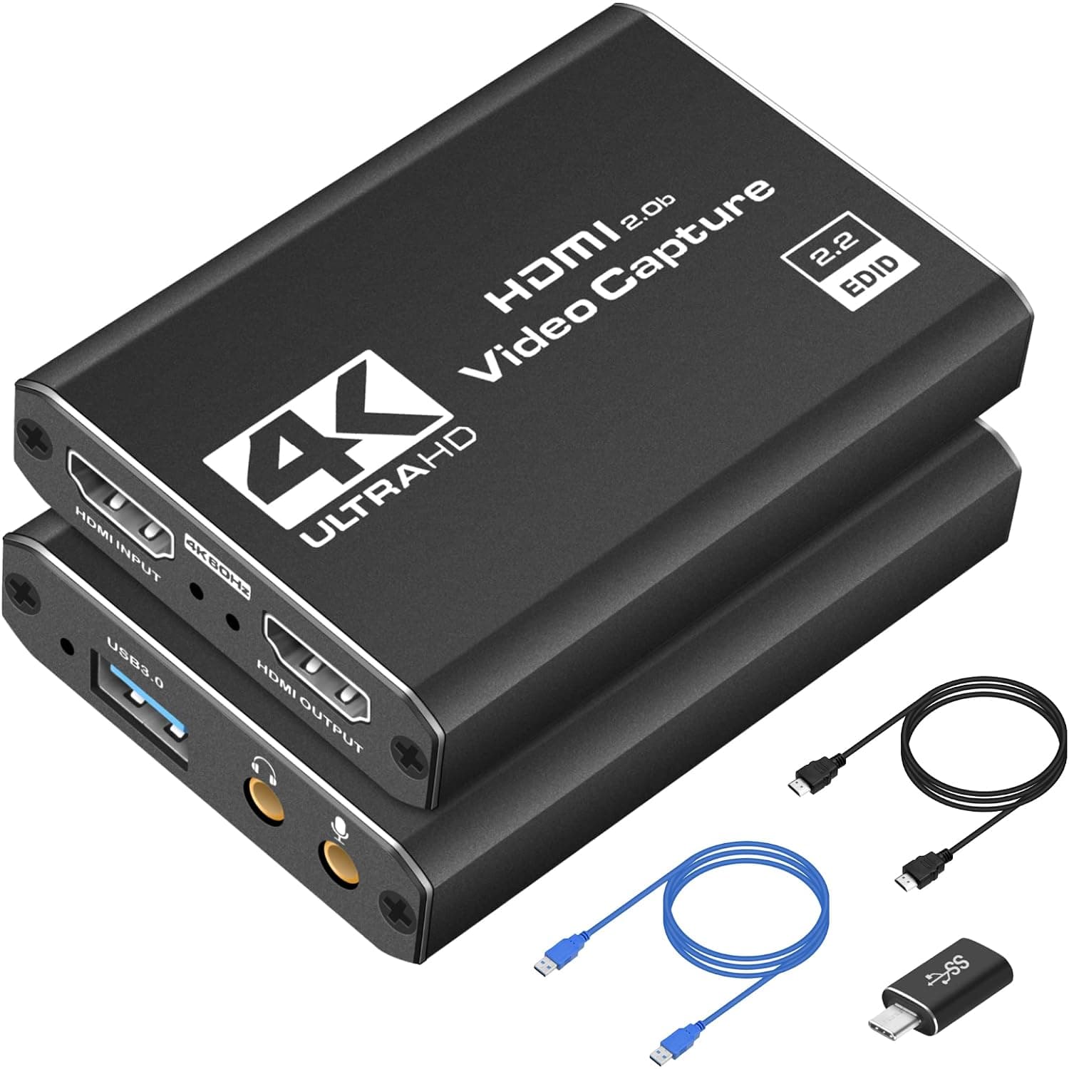 4K HDMI Video Capture Card, Cam Link Game Capture Card Nintendo Switch, 1080P 60fps Audio Video USB Capture Card for Streaming/Gaming/Video Conference/Teaching, Works for PS4/PS5/Xbox/Wii U/3ds/Obs | Audio Video Capture, 4K HDMI Loop-Out, Work for PS5/PS4/Switch/Xbox/PC/Camera/OBS, Game Screen Recorder Streaming Equipment
