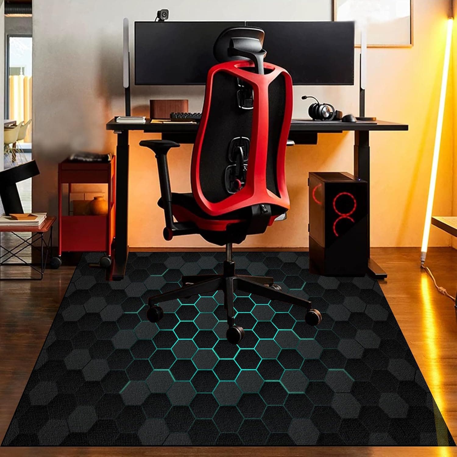 120 x 140 cm Gaming Chair Mat for Rolling Chair, Heavy Duty Office Chair Mats for Carpet and Hardwood Floor, Multi-purpose Desk Chair Mat for Easy Glide, Floor Protection Mat for Work, Home, Gaming