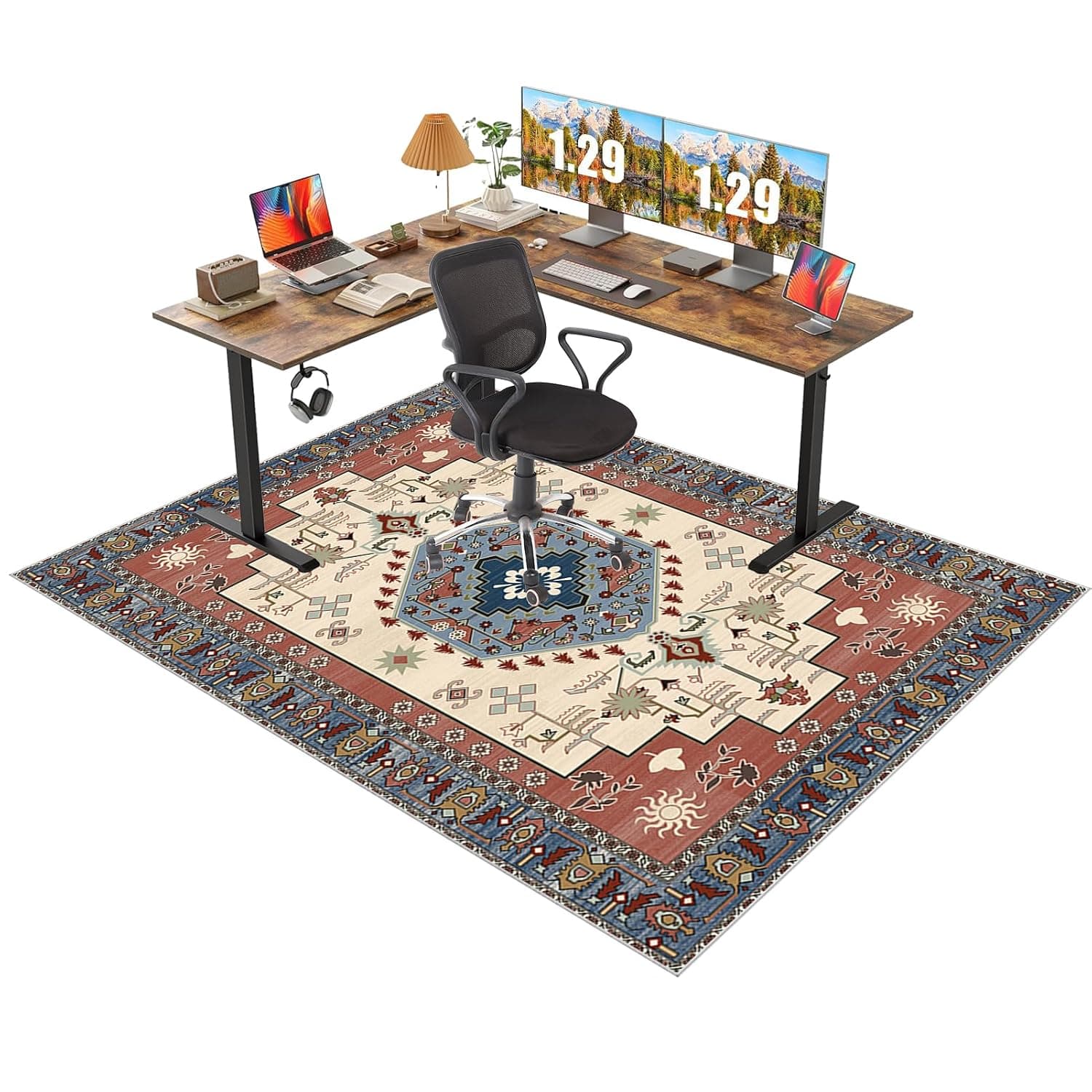Office Chair Mat for Carpet Floor 120 x 150 cm Carpet Protector Chair Mat for Home and Office, Non Slip Desk Chair Mat, Gaming Rug, Hard Floor Protector Mat for Rolling Chair, Anti-Scratch Anti-Slip