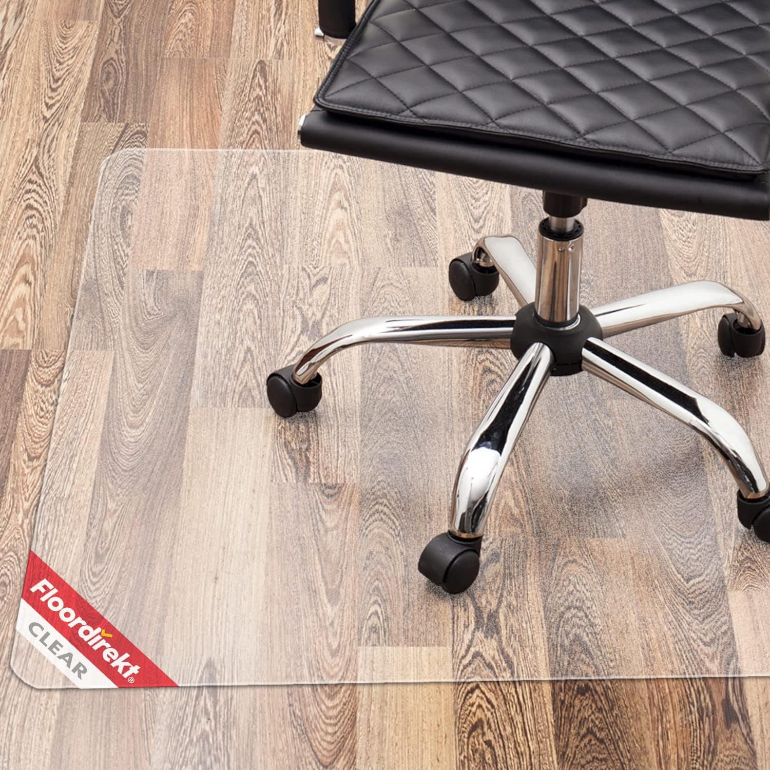 Floordirekt PRO Polycarbonate Office Chair Mat for Hard Floor, Transparent Non-Slip Floor Protection Underlay Mat, Heavy Duty Clear Plastic Floor Mat (90 x 120 cm)