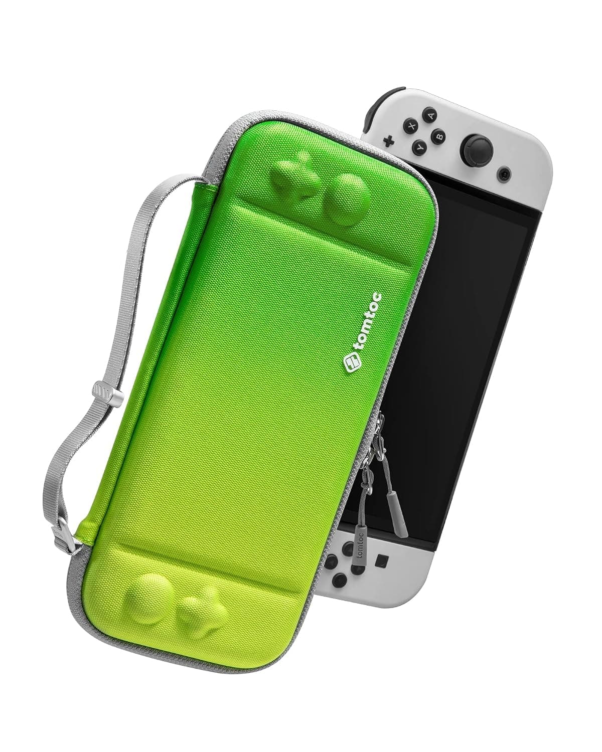 tomtoc Protective Switch Case for Nintendo Switch OLED and Nintendo Switch, Slim Hard Switch Game Case Travel Carrying Bag Compatible with Nintendo Switch Console and Accessories, Neon Green