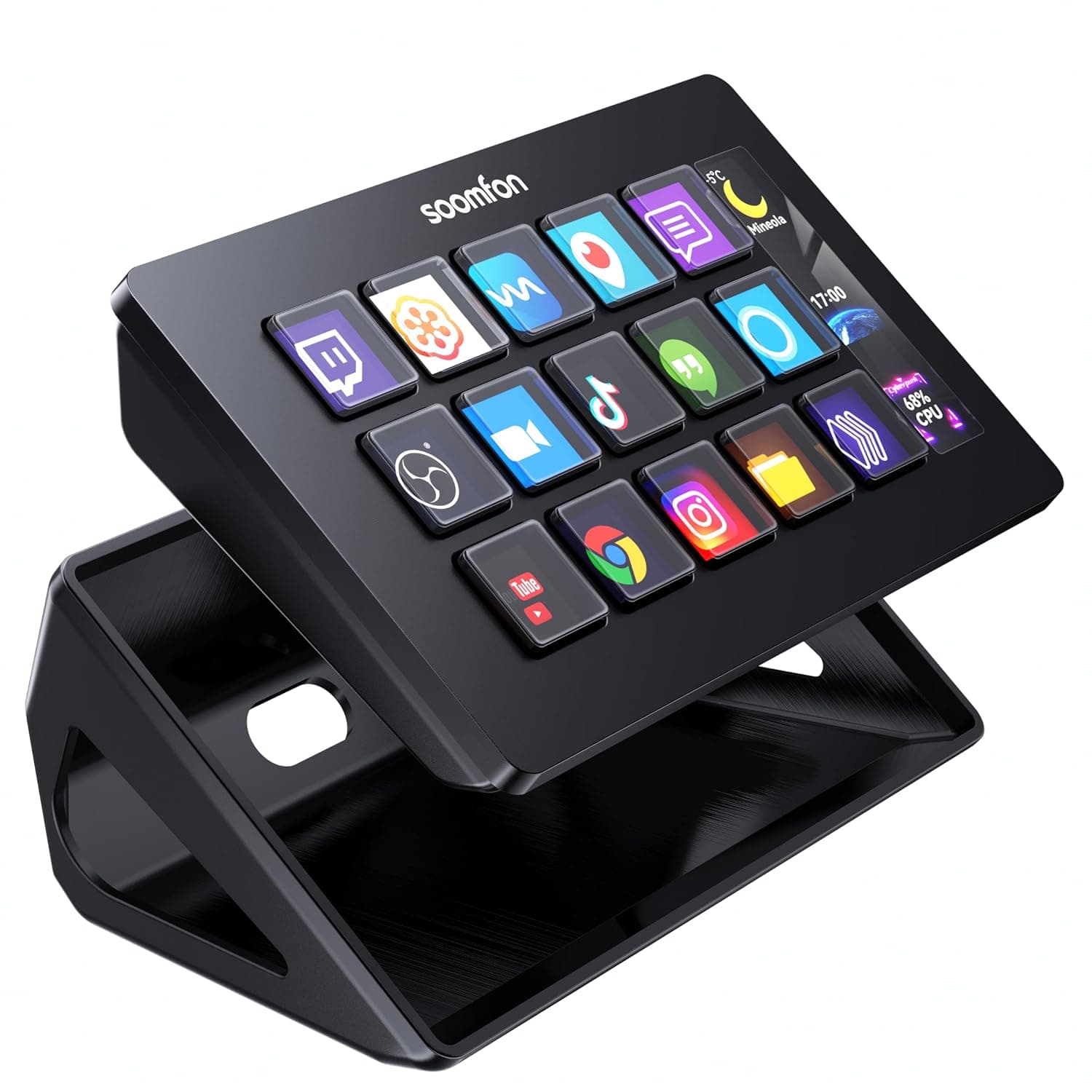 Stream Control Deck 15 Keys - SOOMFON Studio Control Deck with 15 Macro Keys & Dashboard, Customizable LCD Buttons to Trigger Actions in OBS, Twitch, YouTube, Perfect for Live Streaming Video Editing