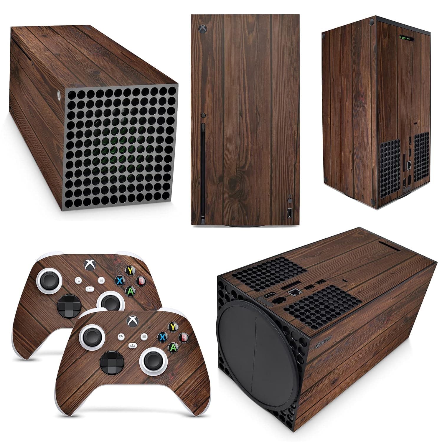 GNG Wood Skins Compatible with Xbox Series Series X Console Decal Vinal Sticker + 2 Controller Set