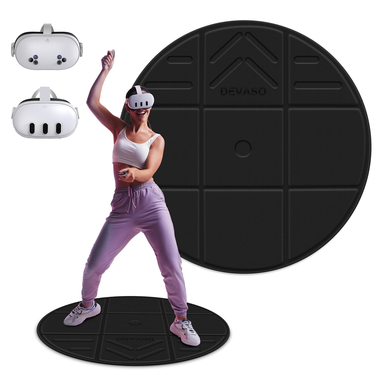 DEVASO Foldable VR Mat for Meta Quest 3S, Round Anti Fatigue Mat, Non-Slip and Comfortable Floor Mat, Premium Game Accessories for PSVR2, Quest 3/Quest 2/Quest Pro