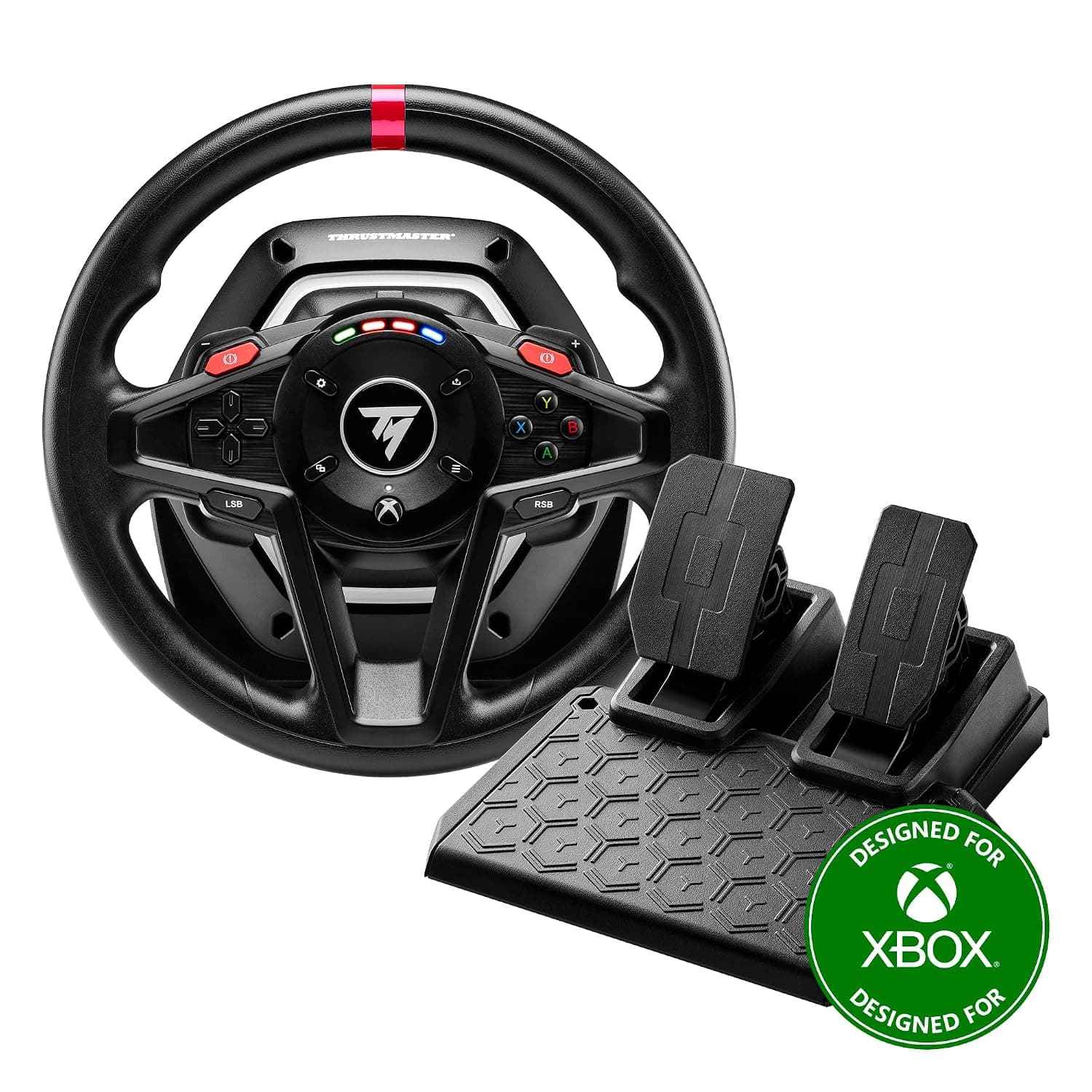 Thrustmaster T128 – Wired Racing Wheel with Dynamic Force Feedback – Sim Racing Bundle with Magnetic Pedal Set and Cables – Compatible with Xbox Series X|S, Xbox One and PC – Black | Magnetic paddle shifters, 900-degree rotation, hybrid drive, quick-attach desk clamp, for sim driving, farming & truck games