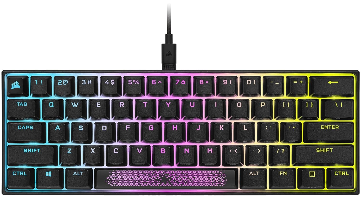 Corsair K65 RGB Mini 60% Mechanical Gaming Keyboard (Customizable RGB Backlighting, Cherry MX Silent Keyswitches, PBT Double-Shot Keycaps, AXON Hyper-Processing Technology) QWERTY - NA Layout, Black