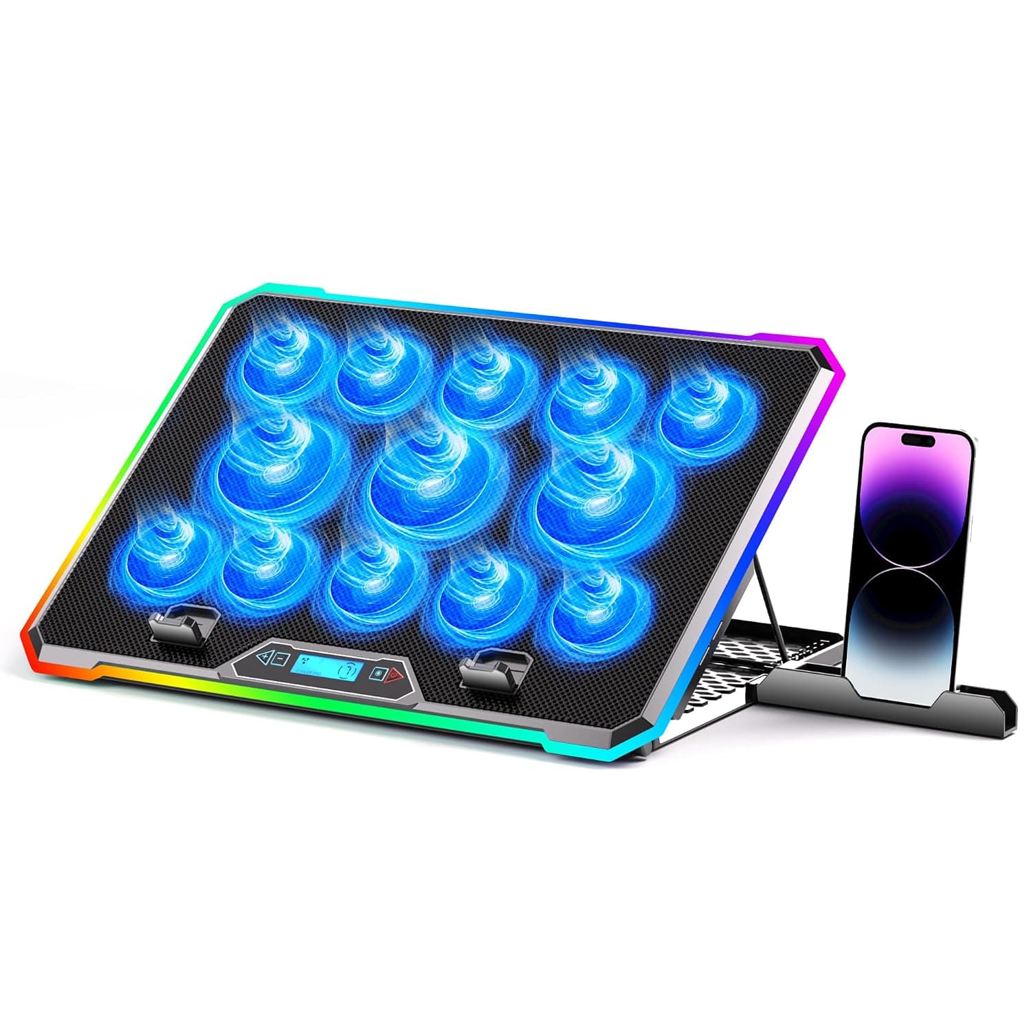 KYOLLY RGB Gaming Laptop Cooling Pad, Laptop Cooling Pad with 13 Silent Cooling Fans for Laptops