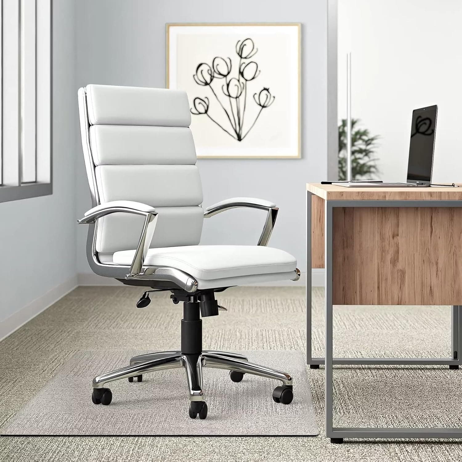 MIRUO Tempered Glass Office Chair Mat for Carpet - Desk Floor Mat (36" x 36" x 1/6", Transparent)