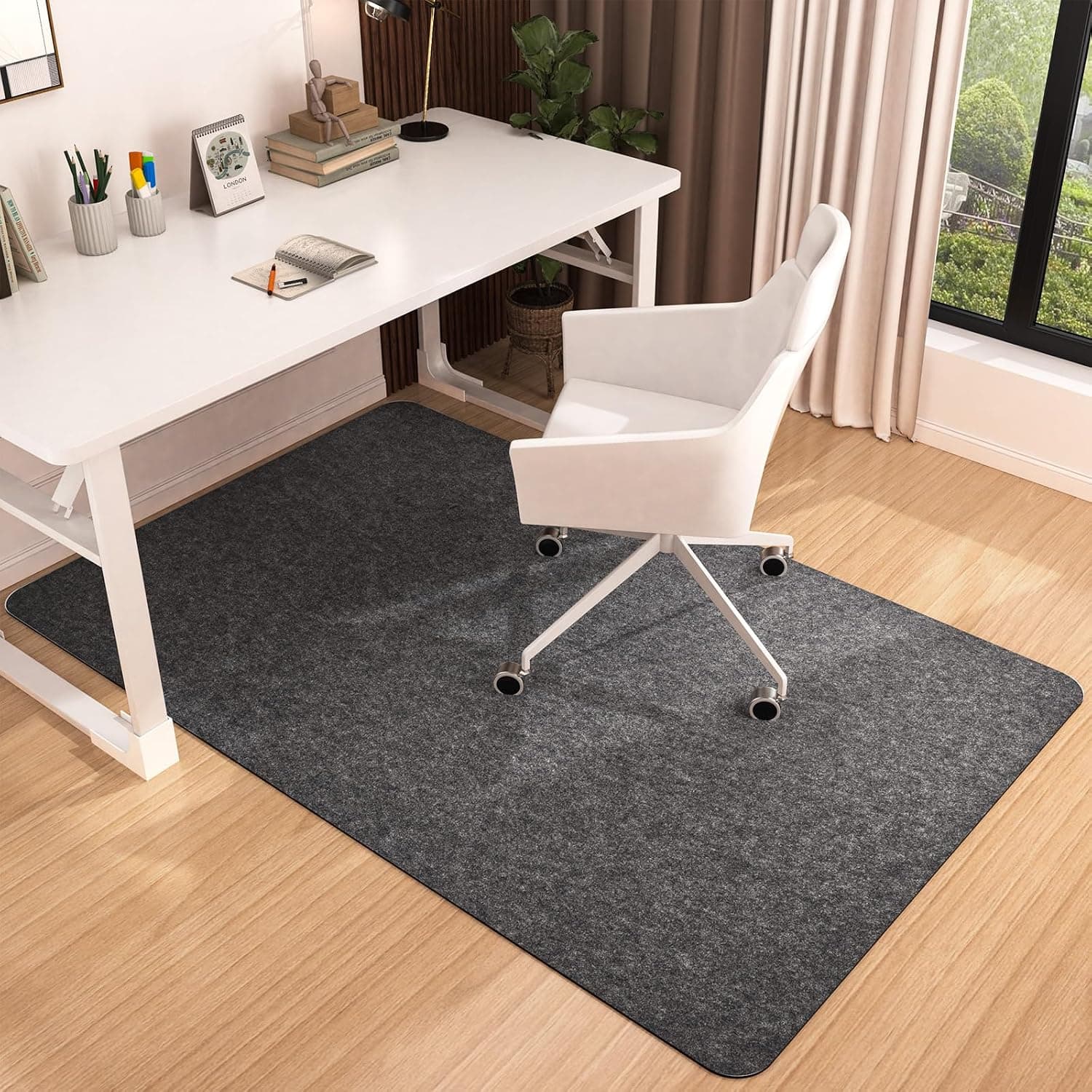 Placoot Office Chair Mat for Hardwood Floor, 55"x35" Computer Chair Mat, Desk Chair Mat, Large Anti-Slip Floor Protector for Home Office Black