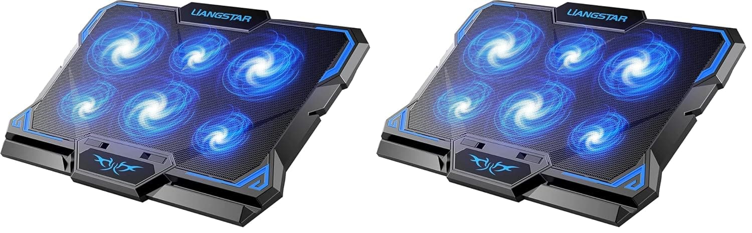 Laptop Cooling Pad, Laptop Cooler with 6 Quiet Led Fans for 15.6-17 Inch Laptop Cooling Fan Stand,Switch Control Fan Speed Function (Blue) (Pack of 2)