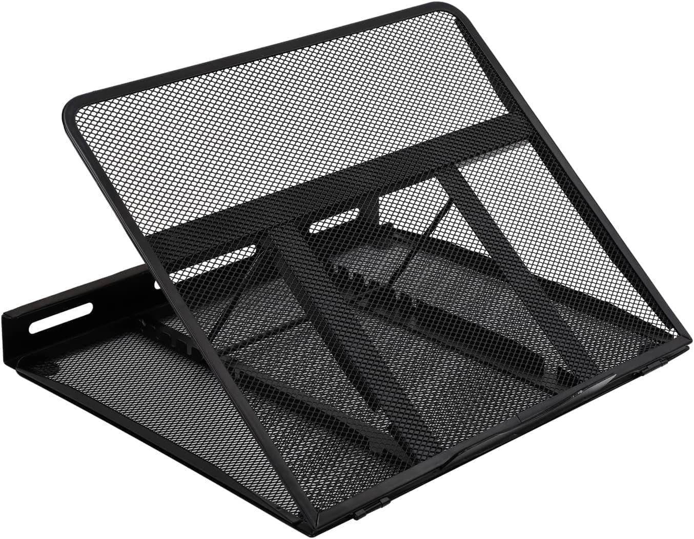 Amazon Basics Ventilated Ergonomic Laptop Stand, 7-Level Adjustable, Steel Mesh for Cooling, Recommended for Viewing & Light Typing, Fits 10 (25.4 cm) - 17.3 Inches (43.9 cm) Laptops, Black