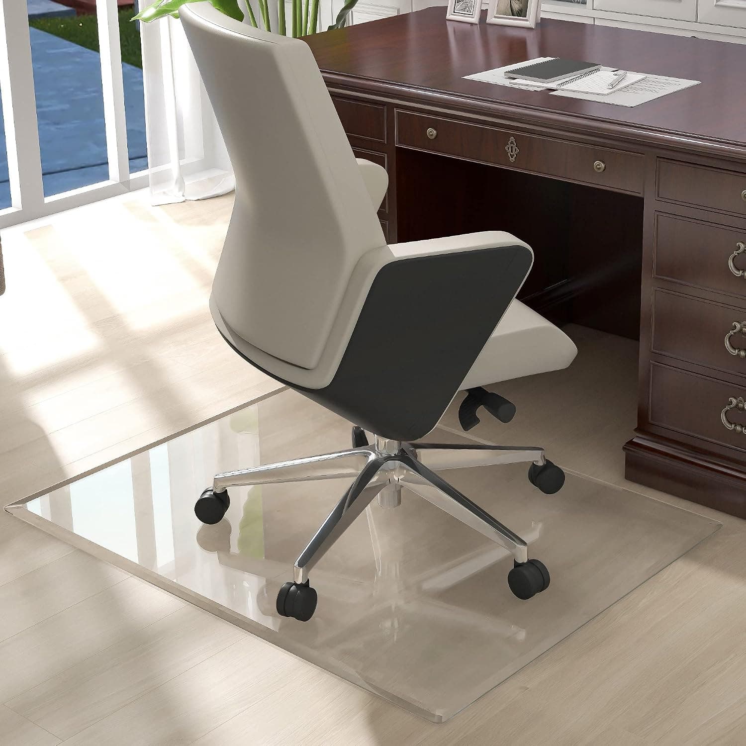 NeuType Tempered Glass Chair Mat 90 x 120 cm Floor Protection Mat 5 mm Thick Office Chair Floor Protection Mat Transparent Office Chair Mat Desk Chair Mat for Office & Home Floor Protection