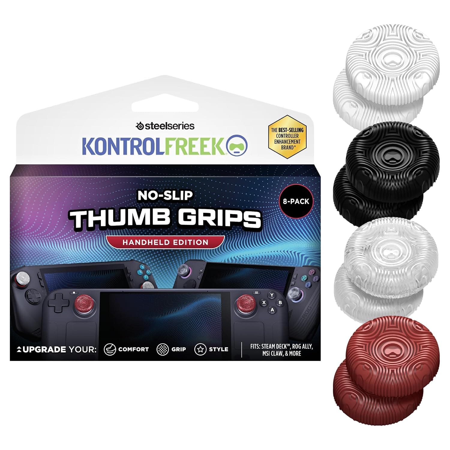 kontrolFreek Portable Game Console Thumb Grips Universal Edition for Steam Deck, Switch 2, ROG Ally and Logitech G-Cloud, Pack of 8