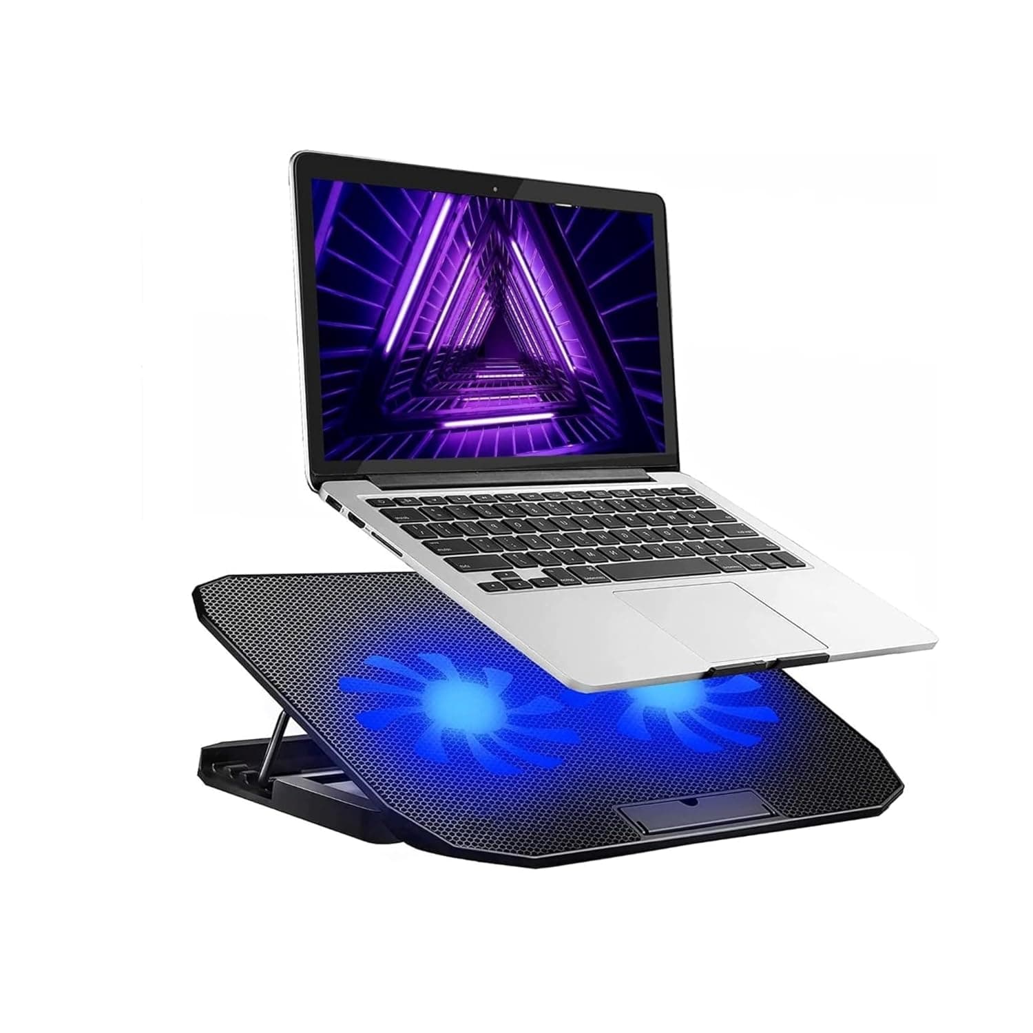 ZEPTRON Ultra-Slim Laptop Cooling Pad for 10-15.6 Inch Laptops, Portable Notebook Cooler Mat with 2 Quiet Big Fans, Gaming Laptop Cooler Fan Wind Adjustable, 5 Heights Adjustment, 2 USB Port, Black