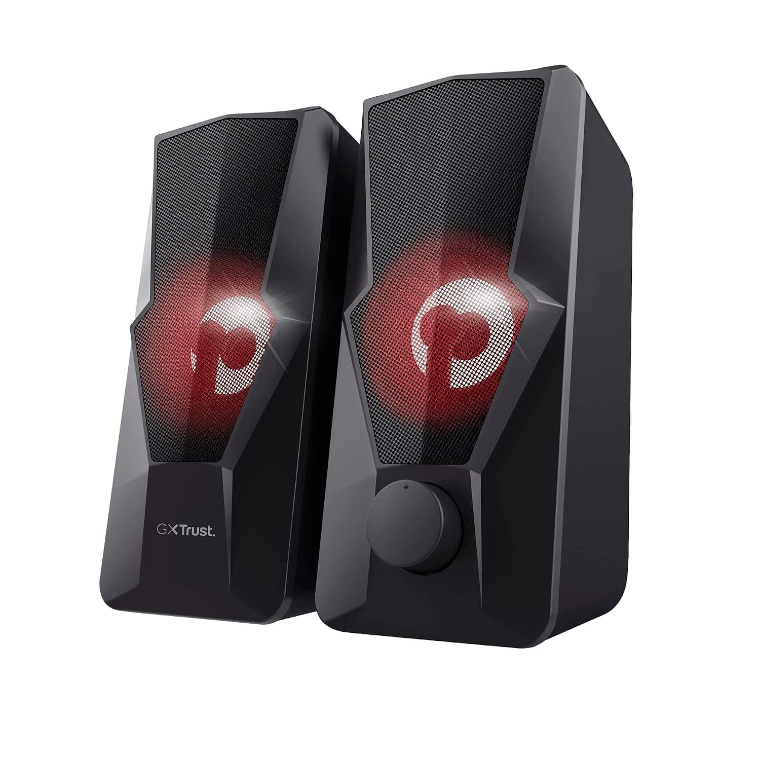 Trust GXT 610 Argus Illuminated Gaming 2.0 Speaker Set, USB Powered, Metal Grille Front, 20W Peak Power, 3.5 mm plug, Sound System for PC, Laptop, Mac - Black