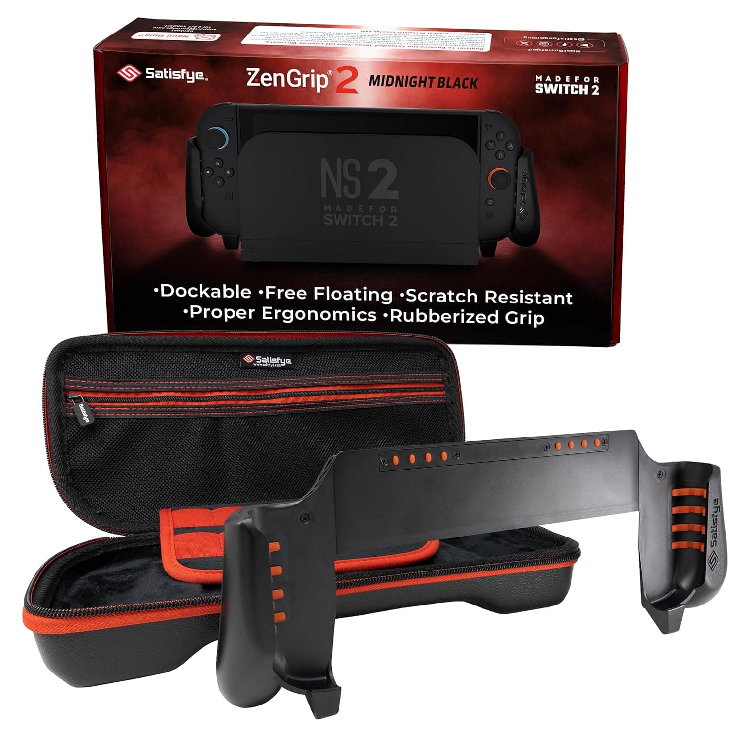 Satisfye – ZenGrip Pro Slim Bundle, Accessories Compatible with Nintendo Switch - The Bundle includes: Grip, Slim Case. BONUS: 2 Thumbsticks