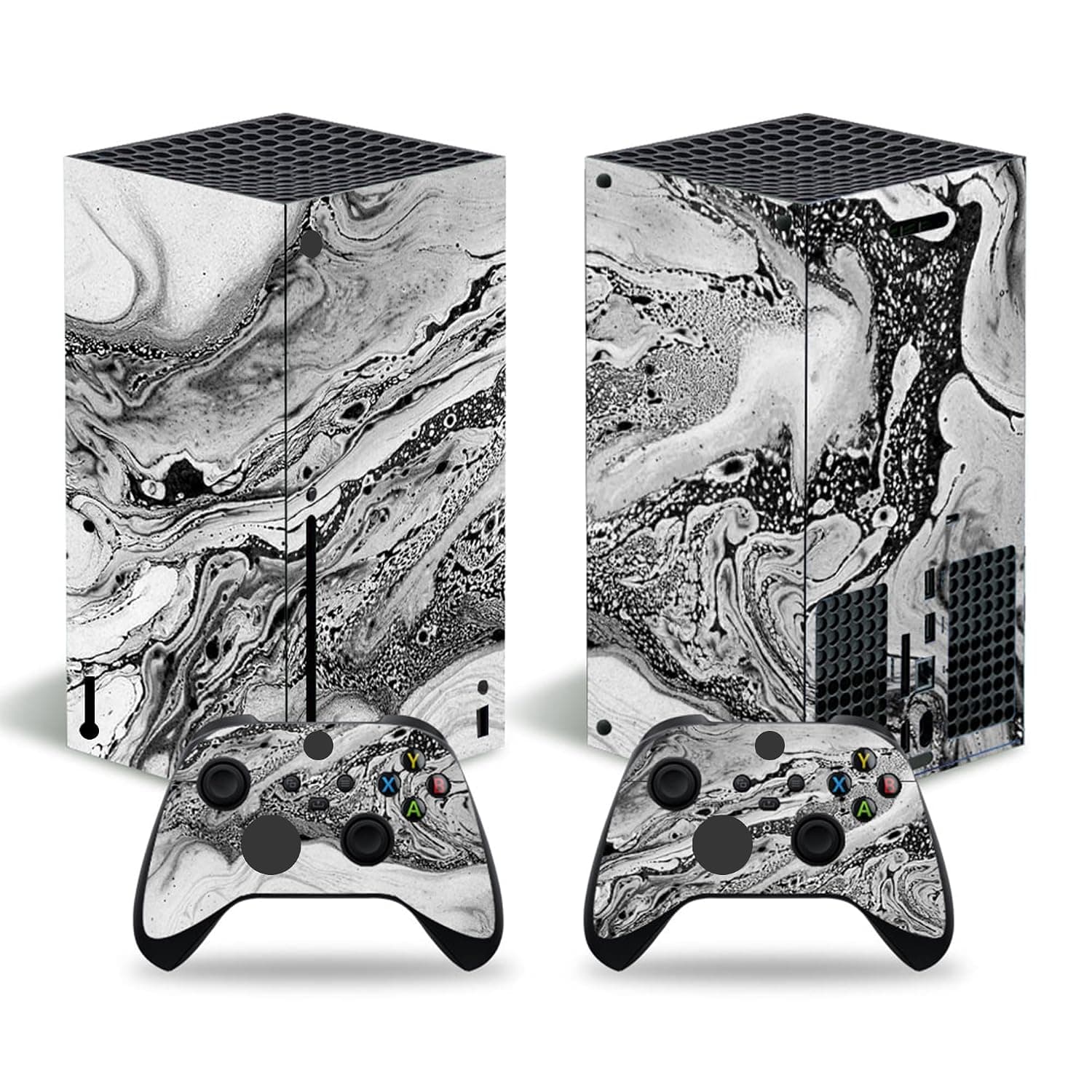 Skin Sticker for Xbox Series X Console and Controllers, Video Game Console Vinyl Decal Protective Wrap Compatible with Microsoft Xbox Series X Skin Set (Marble)