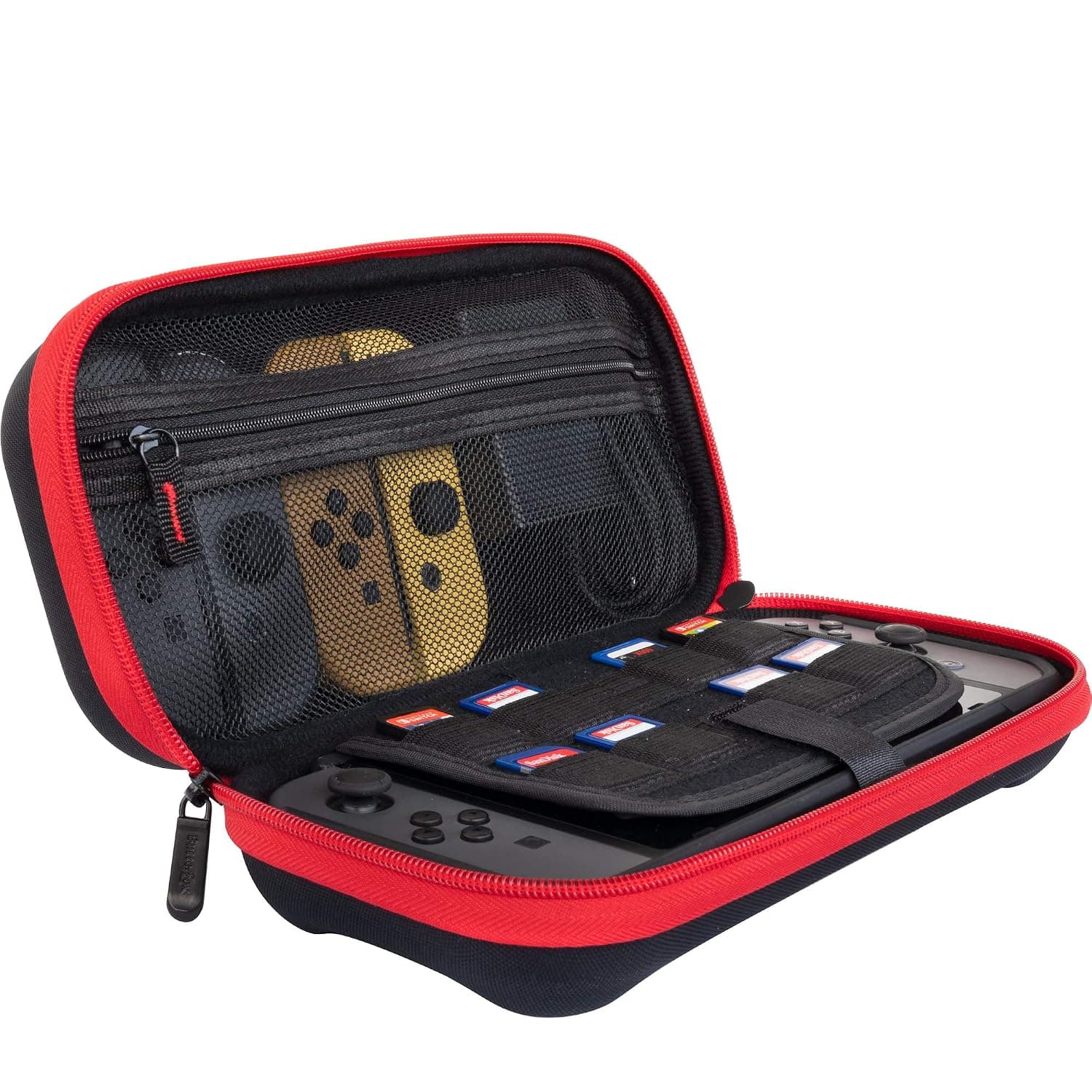 ButterFox Compact Case for Nintendo Switch, 9 Game Card Slots, Large Switch Accessories Pouch - Red/Black