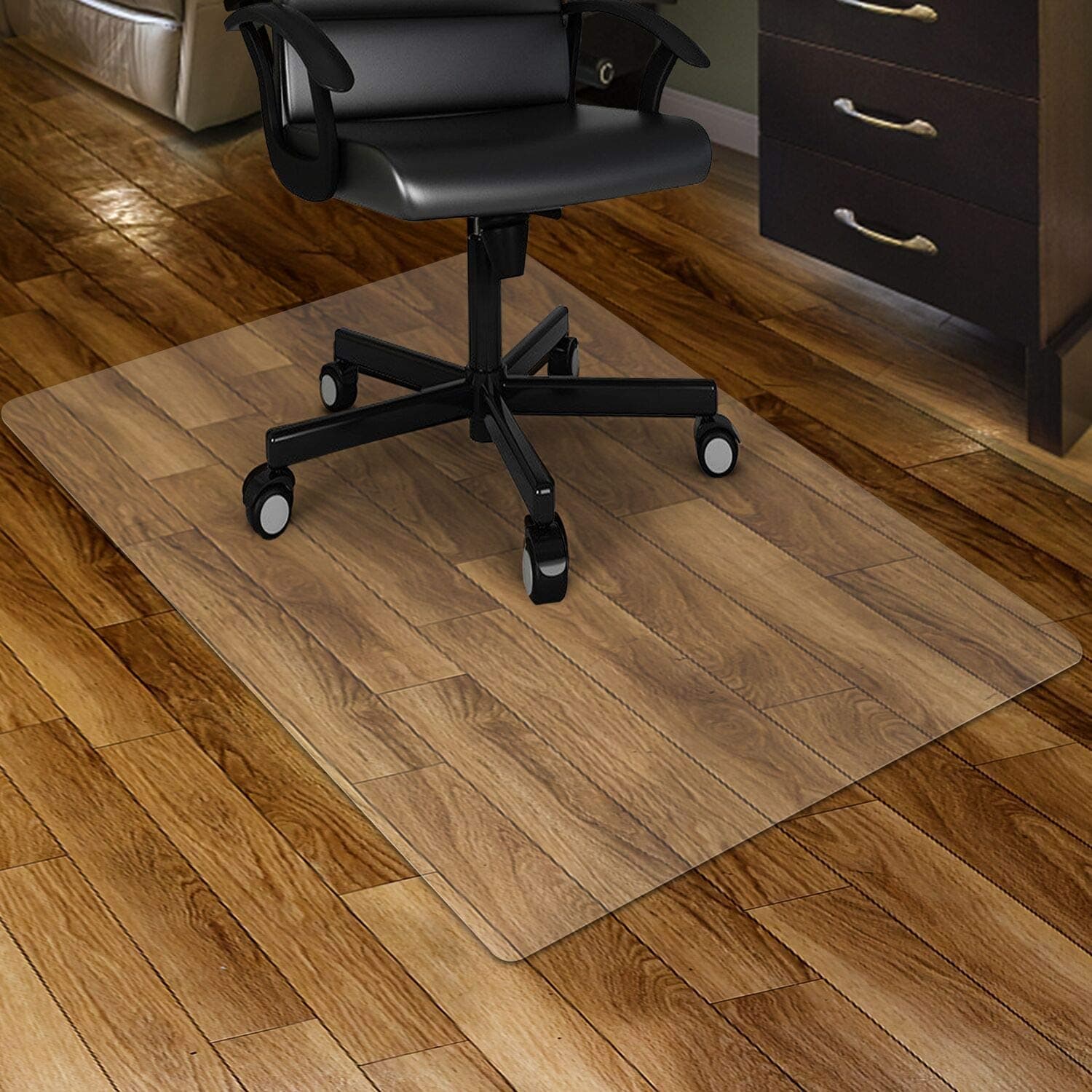 Kuyal Clear Chair mat for Hard Floors 112x147cm (44" X 58") Transparent Floor Mats Wood/Tile Protection Mat for Office & Home