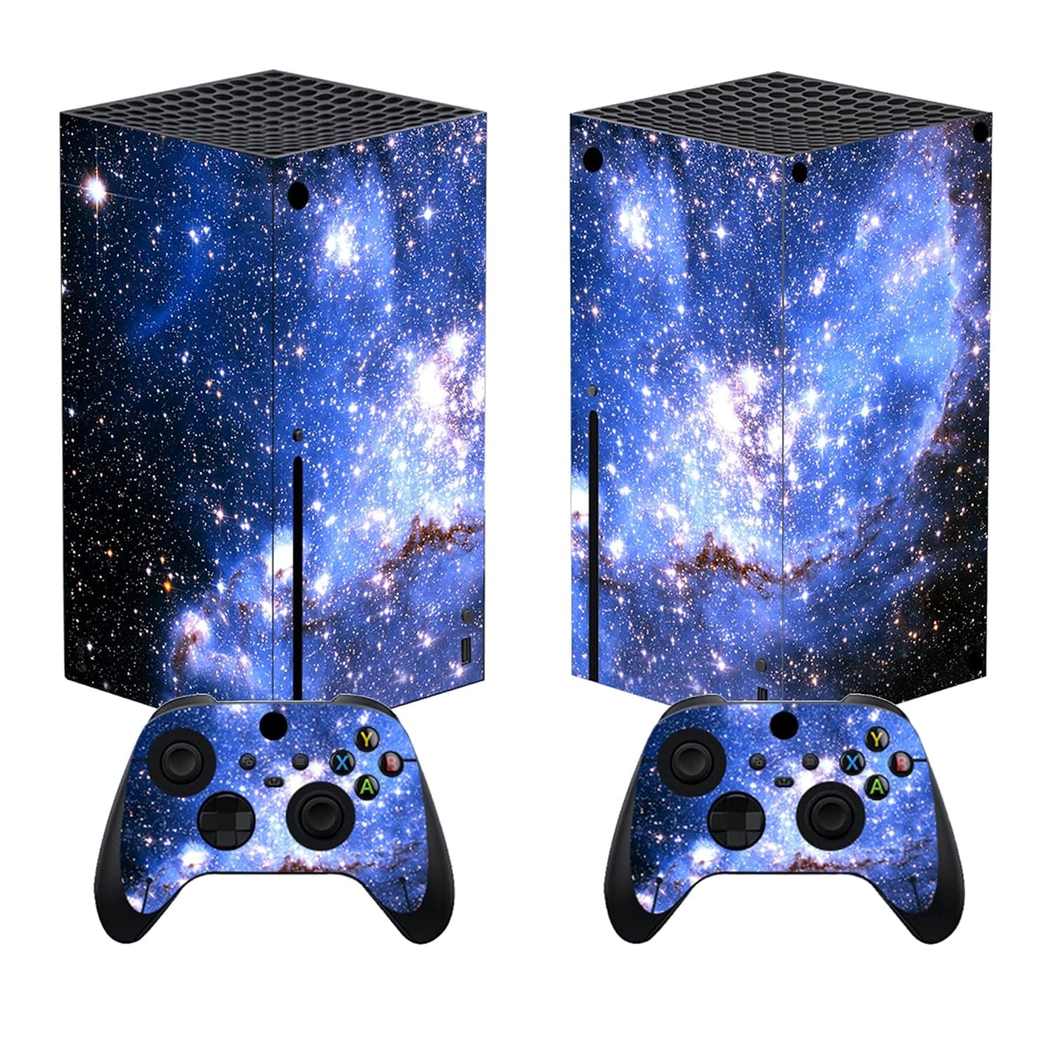 PlayVital Blue Galaxy Custom Vinyl Skins for Xbox Series X, Wrap Decal Cover Stickers for Xbox Series X Console Controller | Vinyl Skins Accessories, Design Foil, Wrap Cover, Blue Galaxy