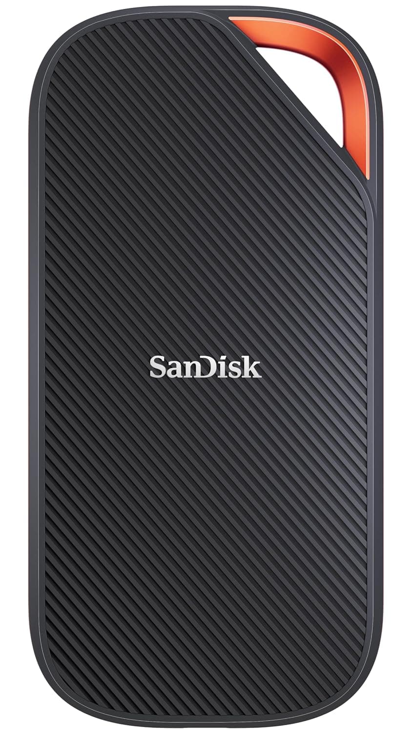 SanDisk Extreme PRO Portable SSD 4TB, Up to 3,800MB/s Read Speeds, USB4 | External SSD, Backwards compatible USB-C + Thunderbolt, Up to 2 Meter Drop Protection, rugged silicone shell, aluminum chasis