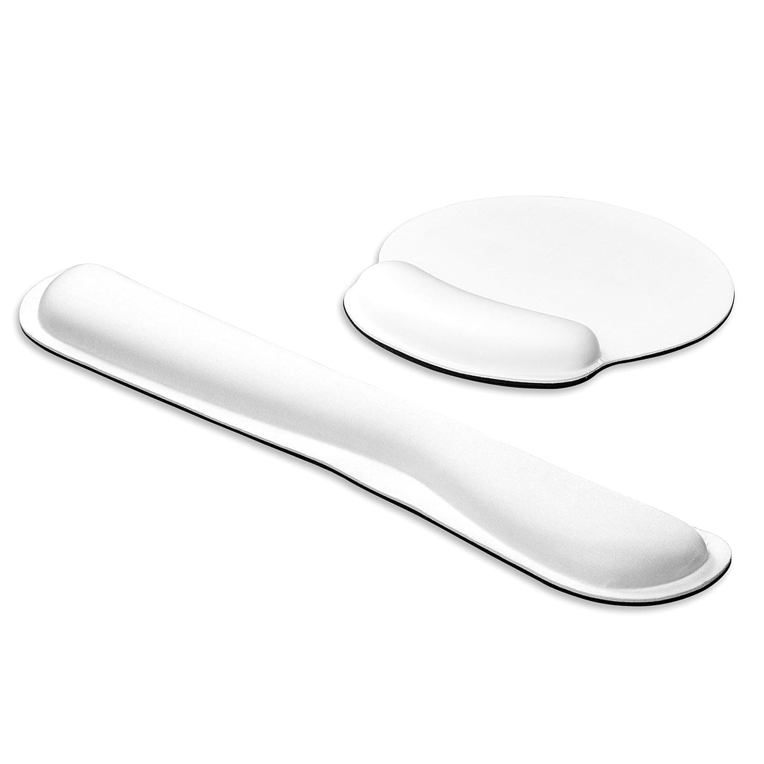 Mouse Pad with Wrist Support and Keyboard Rest Pad - White Mousepad with Memory Foam Cushion for Palm & Carpal Tunnel - Ergonomic Support Set on Desktop, Laptop, Computer, Desk PC.