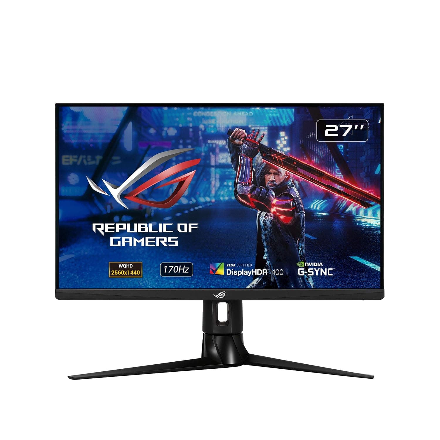 ASUS ROG Strix XG27AQ 27” Gaming Monitor, 1440P WQHD (2560 x 1440), Fast IPS, 170Hz, 1ms, G-SYNC, Extreme Low Motion Blur Sync, Eye Care, HDMI DisplayPort USB 3.0 Hub, HDR™ 400