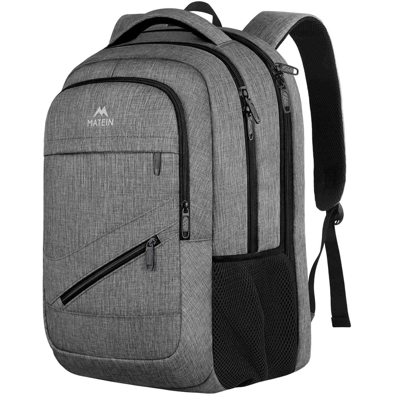 MATEIN Laptop Backpack, 17 Inch Large Backpack for School, Travel, Work | Large Travel Rucksack Water Resistant Laptop Bag Business Work, Lightweight Anti Theft TSA Rucksack for Men Women, Grey