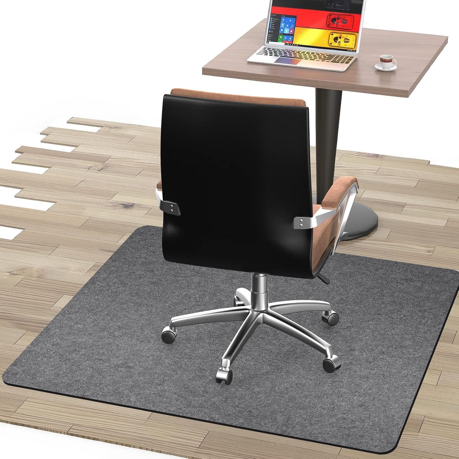Office Chair Mat for Hardwood Floor 90X140cm Floor Protector Mat Anti-Slip Floor Mat for Office Chair, Desk Chair Mat for wooden Floors Gray